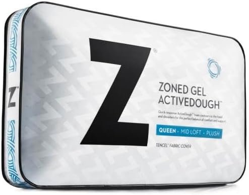 Pillow with Zoned ActiveDough® + Cooling Gel that dissipates Body Heat for a Cooler and More Comfortable Sleep (Queen (U.S. Standard))