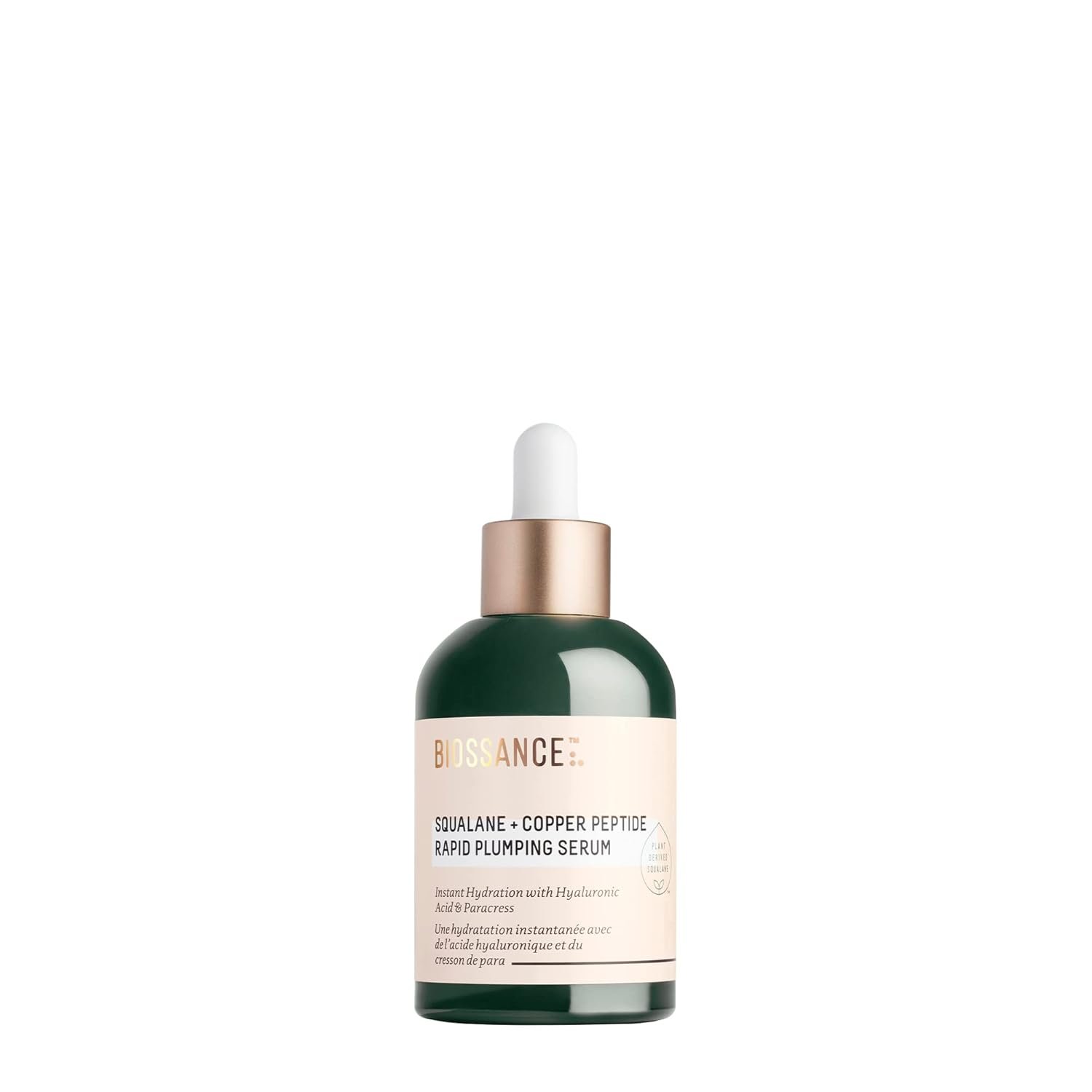 Biossance Squalane + Copper Peptide Rapid Plumping Serum – Face Serum for All Skin Types – Visibly Plumping + Firming Skin, Fine Lines + Wrinkles, Vegan Copper Peptides, Hyaluronic Acid