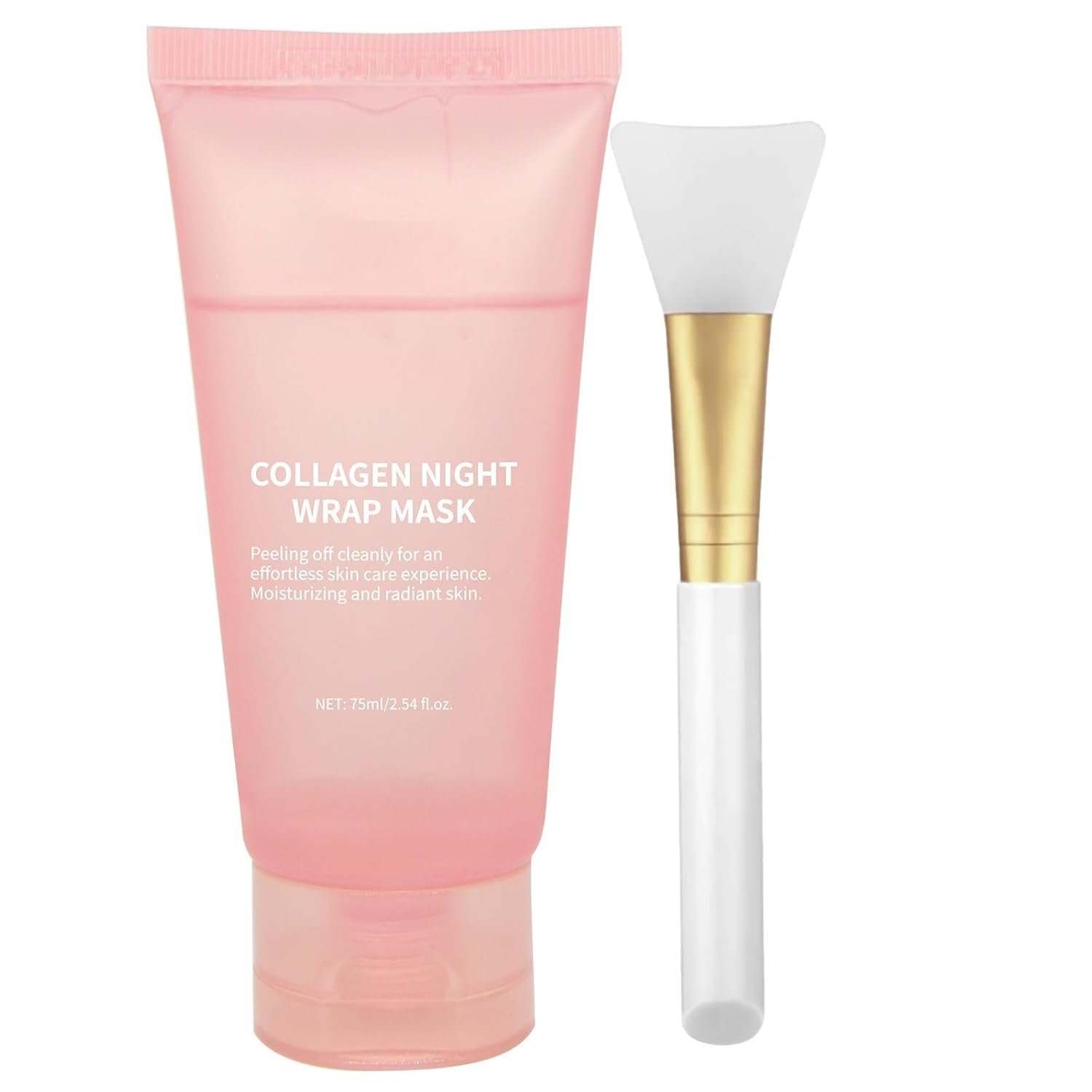 Collagen Overnight Wrapping Peel Off Facial Mask with Jelly Brush, Skin Hydration & Firming & Glowy, Improve Sagging & Dullness, Korean Skincare(75ml, 2.54 fl.oz)