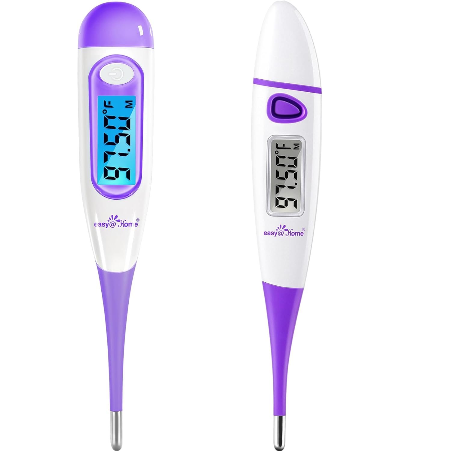 Easy@Home Basal Body Thermometer for Ovulation, 1/100th Degree High Precision, Accurate BBT Thermometer for Natural Ovulation Tracking by Premom APP, EBT-100B & EBT-018, Purple, Purple