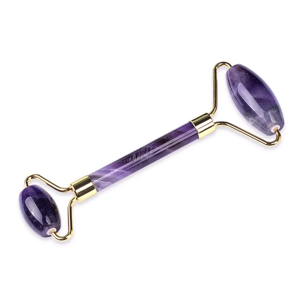 Jade Roller, Face Roller, Facial Beauty Roller Skin Care Tools, Quartz Massager for Face, Eyes, Neck, Body Muscle Relaxing and Relieve Fine Lines and Wrinkles (Purple)