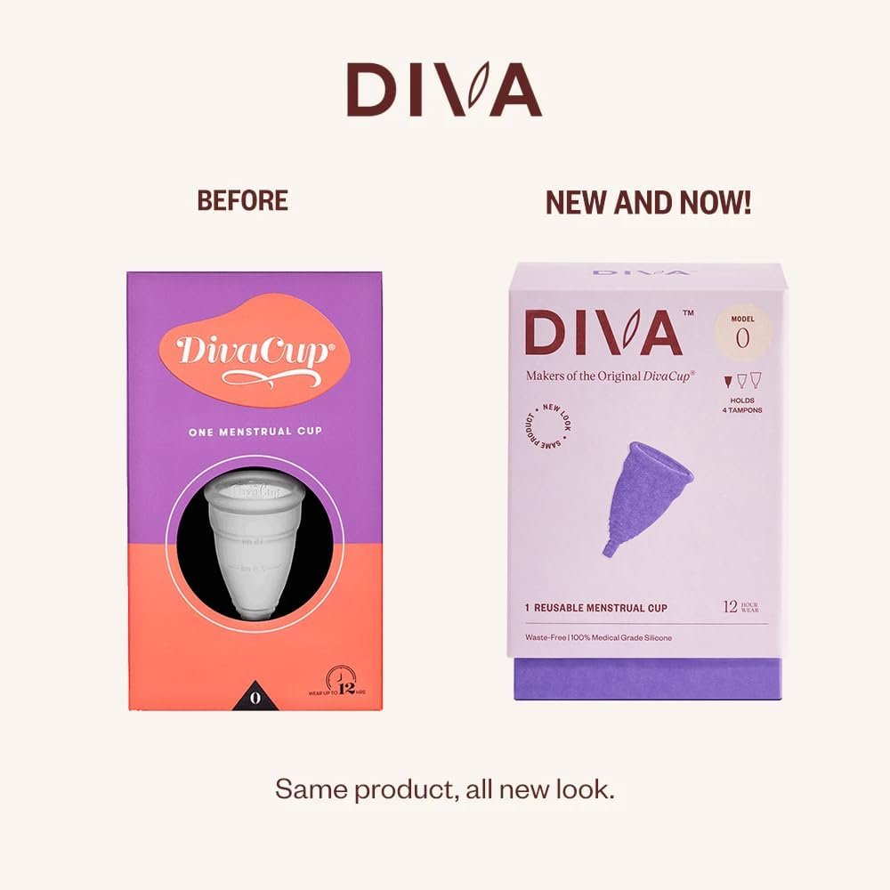 DIVA Cup & Shaker – Medical Grade Silicone Cup for Period Care – Reusable Menstrual Cup with Shaker for On-the-Go Cleansing – Wear Up to 12 Hours – Model 0 (Slim Vaginal Canals & First-Time Users)