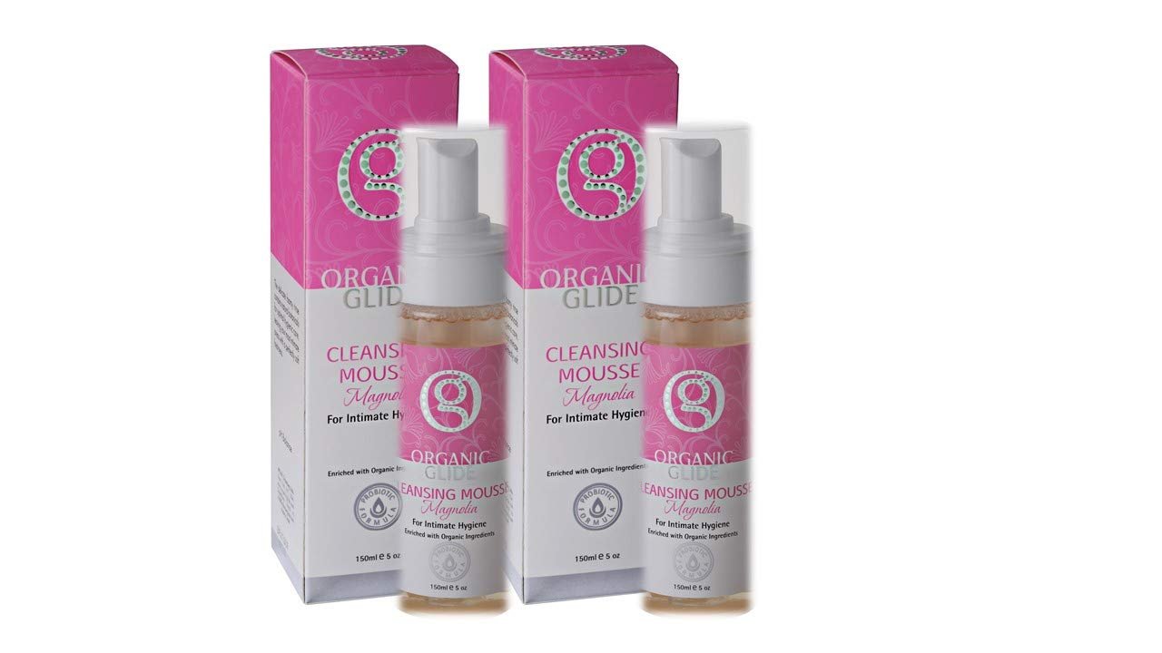 Organic Glide Feminine Body Wash 5 fl oz – Natural Cleansing Mousse with Unique Probiotic Support, pH Balanced, Gentle for Sensitive Skin & Intimate Areas, Refreshing Magnolia Scent (2-pack)