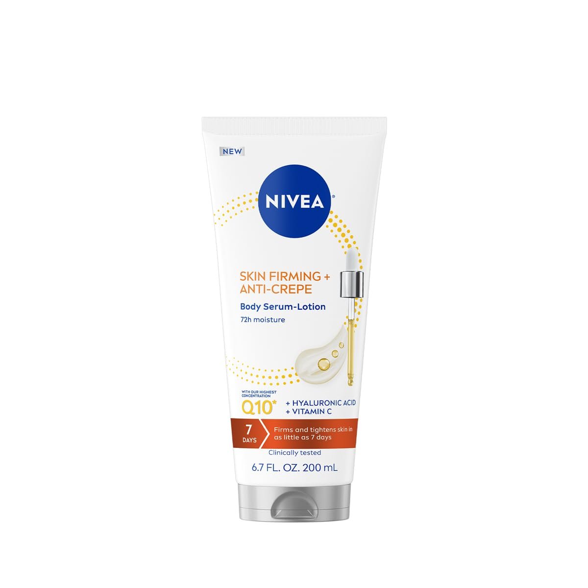 NIVEA Skin Firming & Anti Crepe Body Serum-Lotion with Q10, Hyaluronic Acid and Vitamin C, Skin Firming Body Lotion for Crepey Skin, 72-Hour Moisture, 6.7 Fl Oz Tube