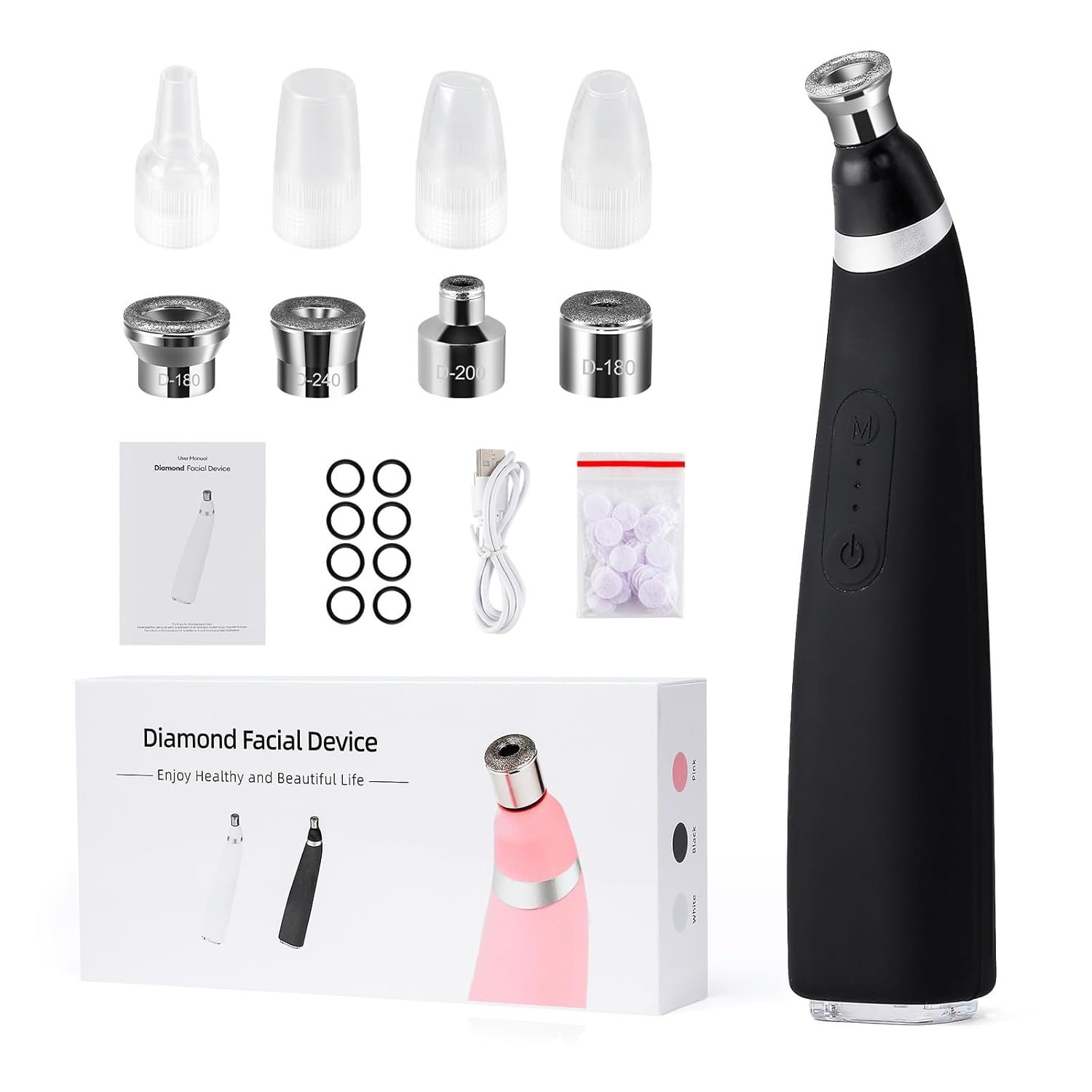 Diamond Microdermabrasion Machine, 3 Modes Diamond Microdermabrasion Dermabrasion Machine for Blackhead Removal, Portable Microdermabrasion Tool with 8 Diamond Tips