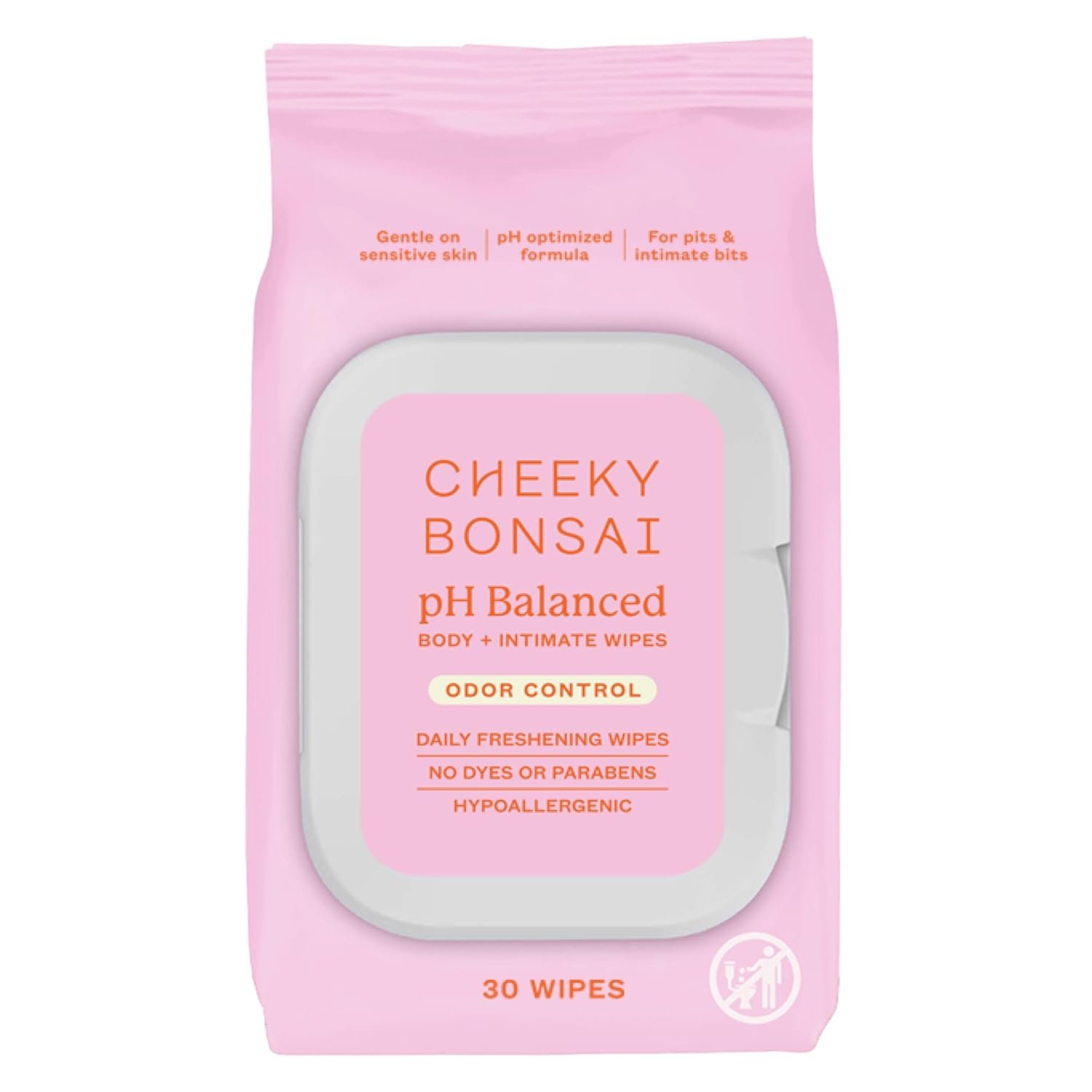 Cheeky Bonsai pH Balanced Feminine Wipes – Removes Odor – Gentle on Sensitive Skin – No Dyes or Parabens – Hypoallergenic – Gynecologist Approved – 30 Count