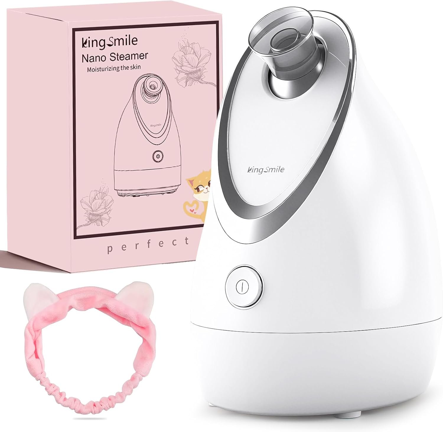 Kingsmile Facial Steamer for Face, 3 in 1 Face Steamer for Facial Deep Cleaning, Compact Nano Steamer – Aromatherapy, Adjustable Nozzle Warm Steam for Home SPA, Face Steamer for Sinuses with Hairband