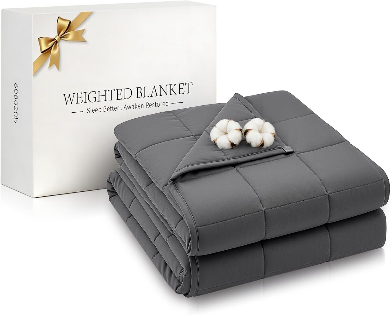 Weighted Blanket for Adults (20lbs, 60″x80″) Heavy Blanket with Premium Glass, Cooling Weighted Blanket for Sleeping, Queen Size Perfect for 190-210 lbs, Soft Breathable Blanket, Dark Grey