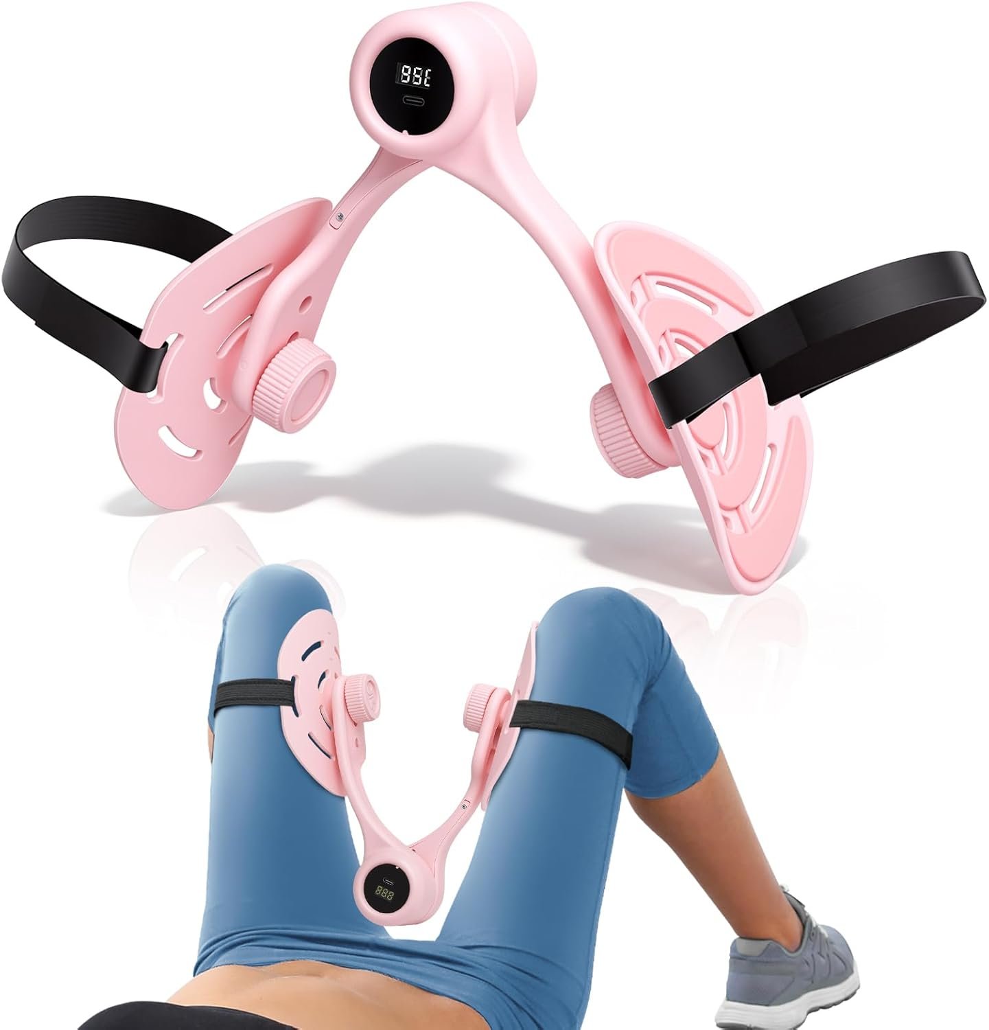 Thigh Trainer, 360°Adjustable Pelvic Floor Muscle Exerciser with LED Display, Inner Thigh Exerciser for Women, Thigh Workout Equipment for Hip, Leg, Arm