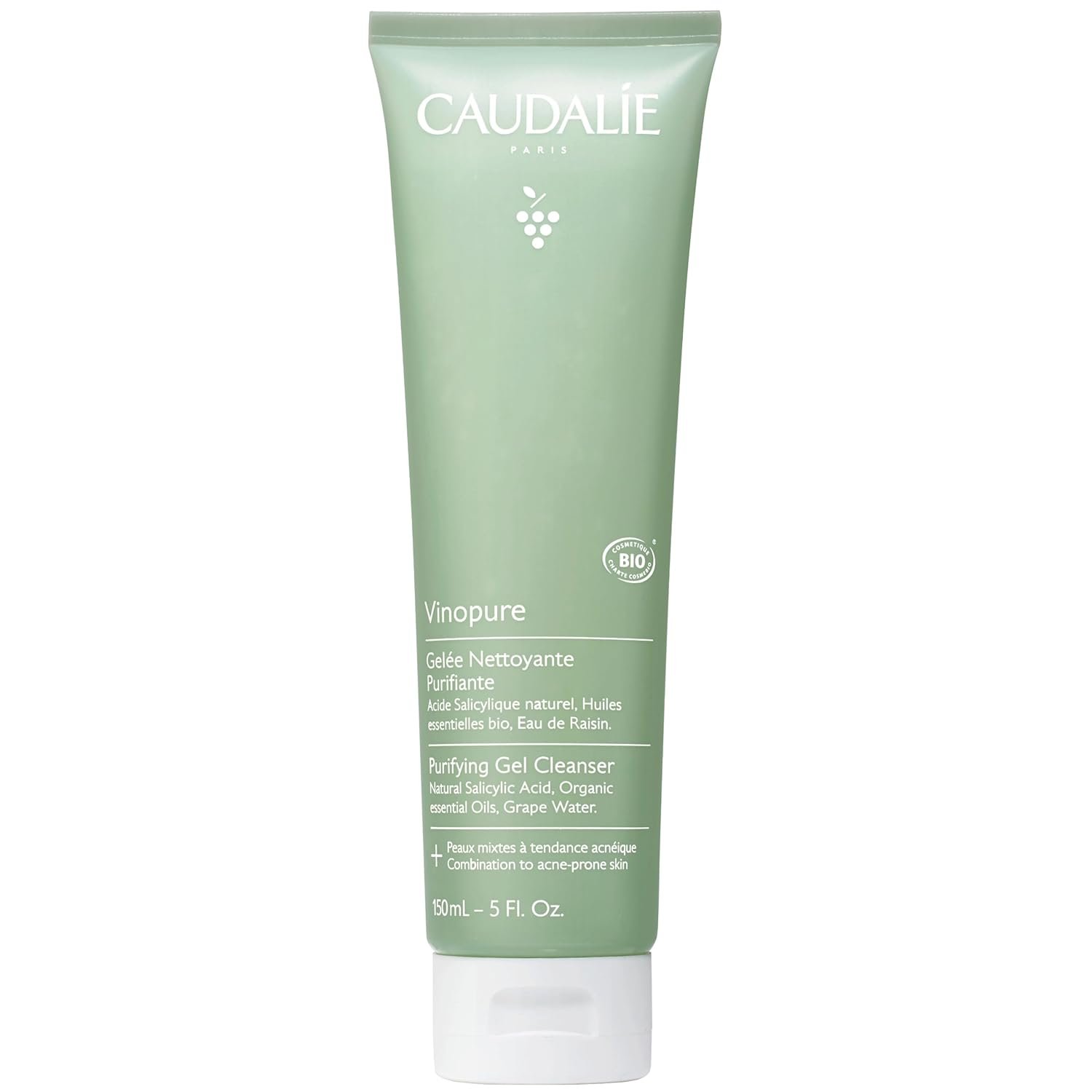 Caudalie Vinopure Salicylic Acid Cleanser, Pore Purifying Gel Cleanser – 150 mL