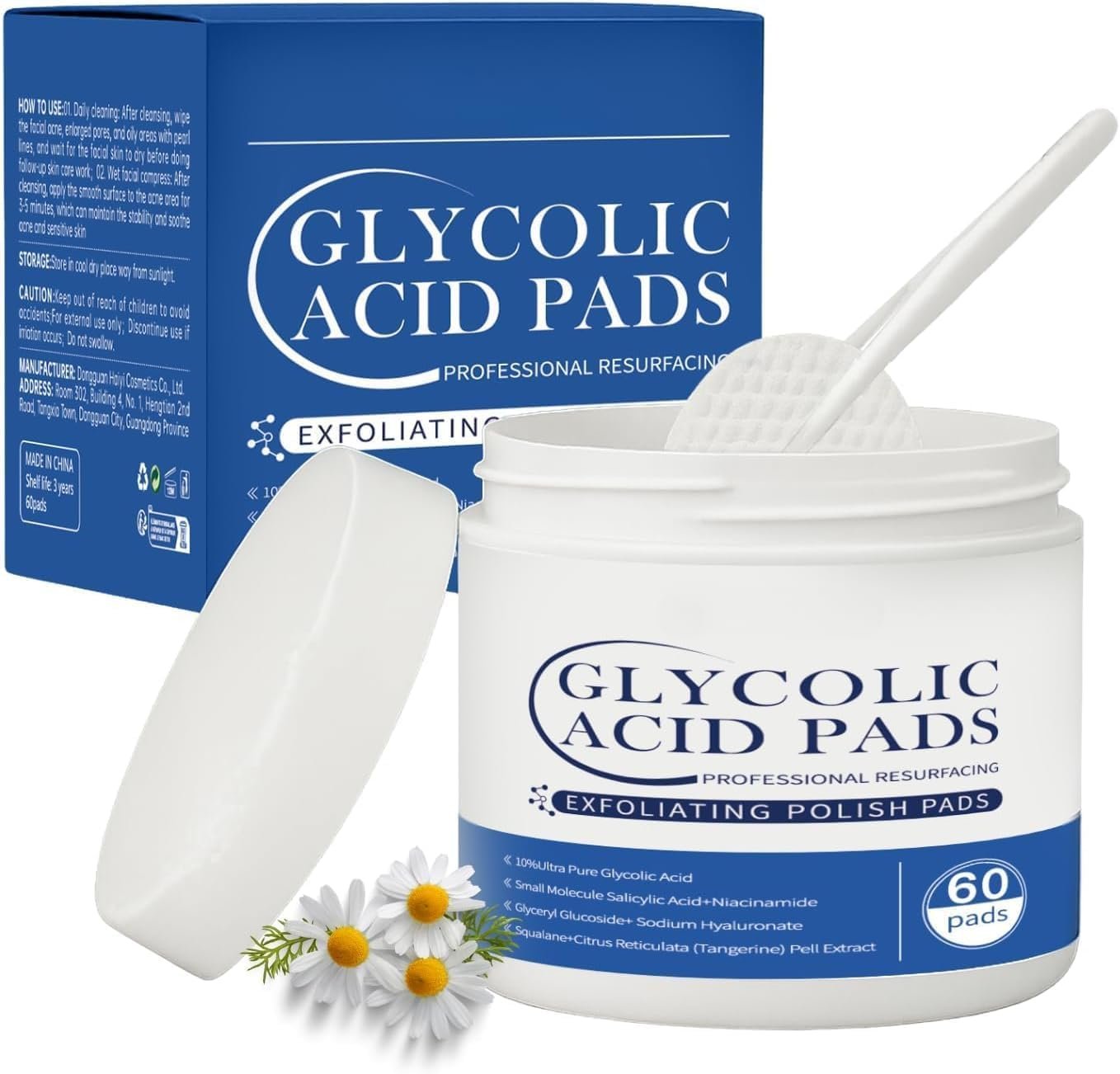 Glycolic Acid Resurfacing Pads (60 Count) – 10% Ultra Pure Glycolic Acid + 2% Salicylic Acid, Radiant Skin Renewal & Peeling Pads for Face