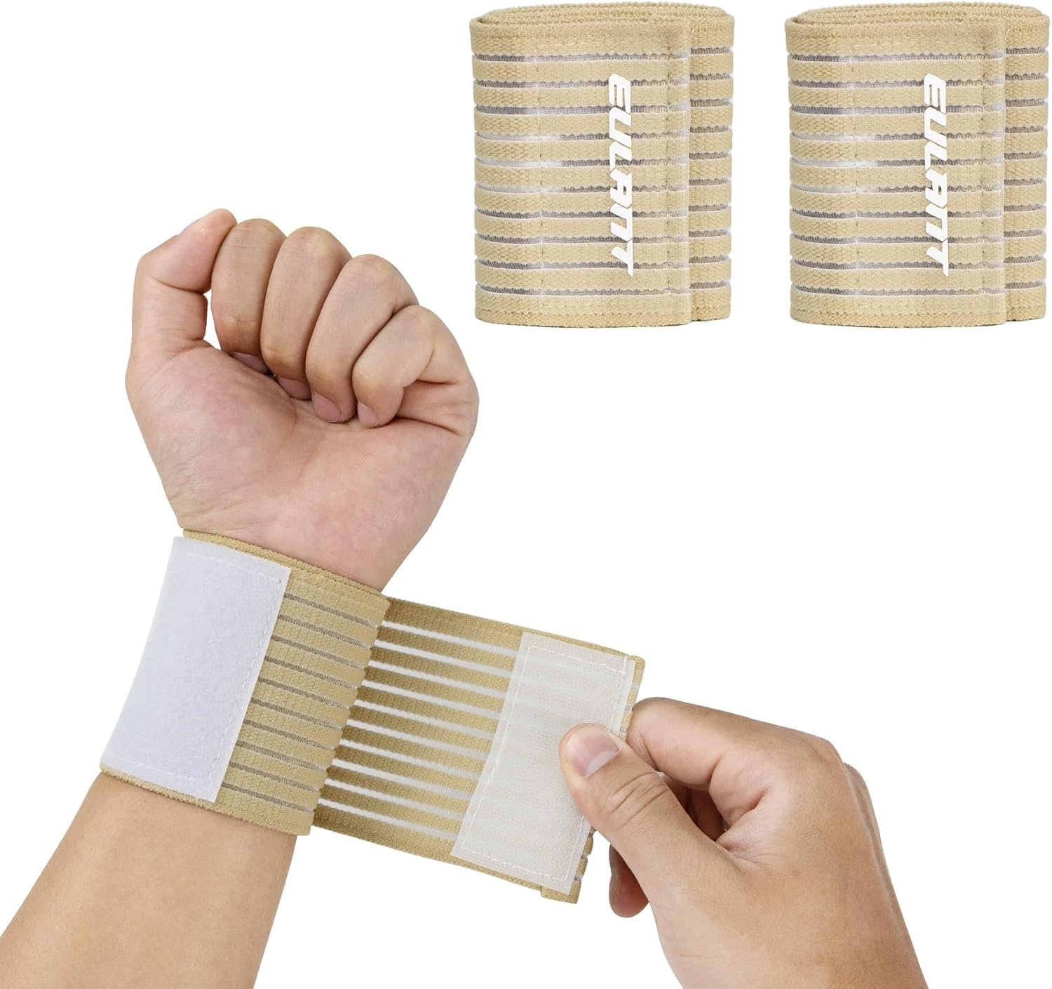 EULANT Elastic Wrist/Leg Support Brace 1 Pairs, Adjustable Compression Wrist Wraps Wristbands for Carpal Tunnel Arthritis Tendonitis Weightlifting Tennis Basketball Working Out Fitness