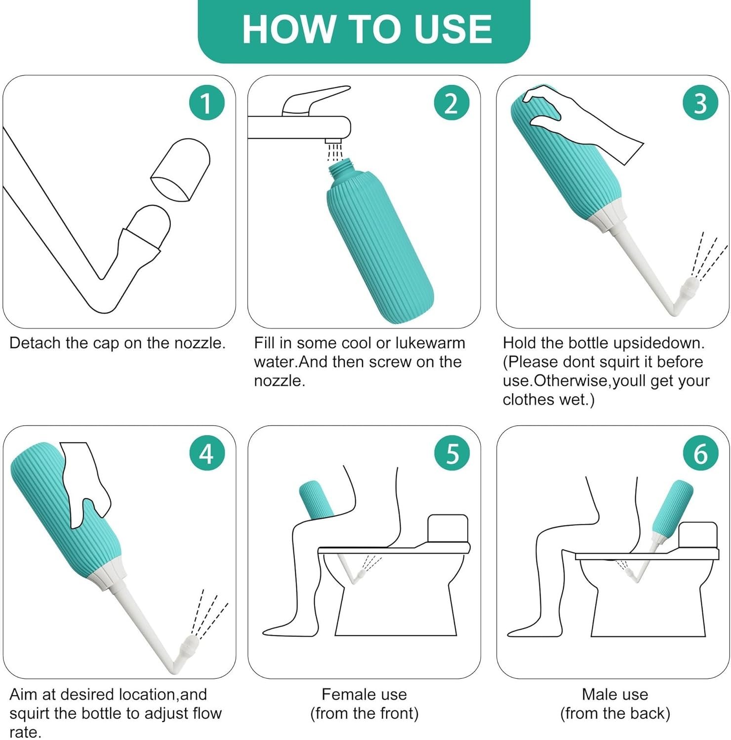 Peri Bottle Postpartum and Perineal Care 500ML Sprayer Personal Cleaner Hand Held Seat Toilet Bidet Tackle Hygiene Washing Travel Portable Bottle Elder/Woman Bidets