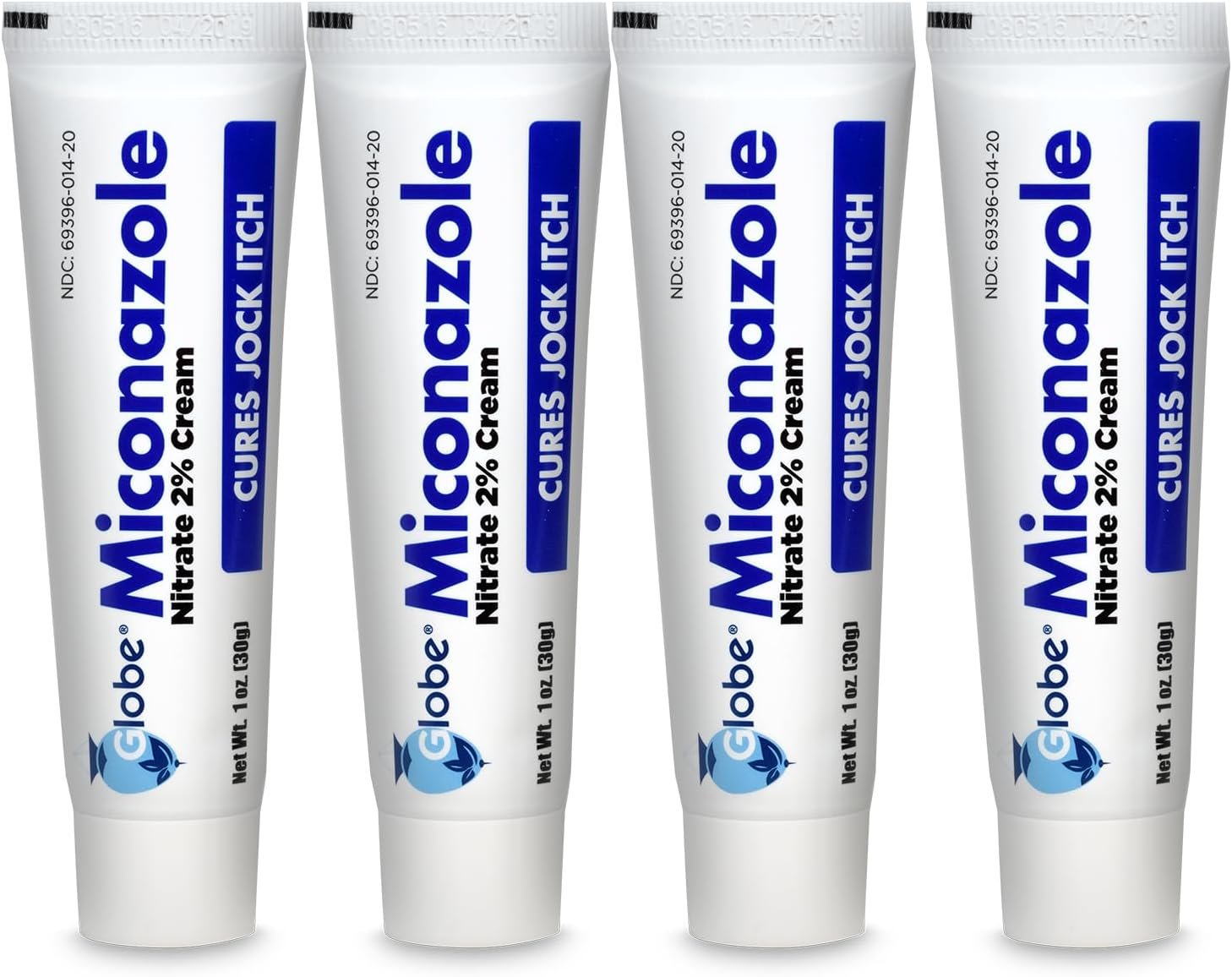 Globe (4 Pack) Miconazole Nitrate 2% Antifungal Cream, Cures Athletes Foot, Jock Itch, Ringworm and More. 1 OZ Tube