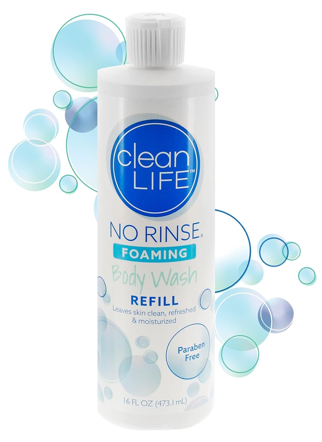 No-Rinse Foaming Body Wash, 16 fl Oz Refill Waterless, Rinse Free Foam Cleanser Leaves Skin Clean and Moisturized – Effective Perineal Wash Providing Cleansing Foam for Elderly, Adults, Camping