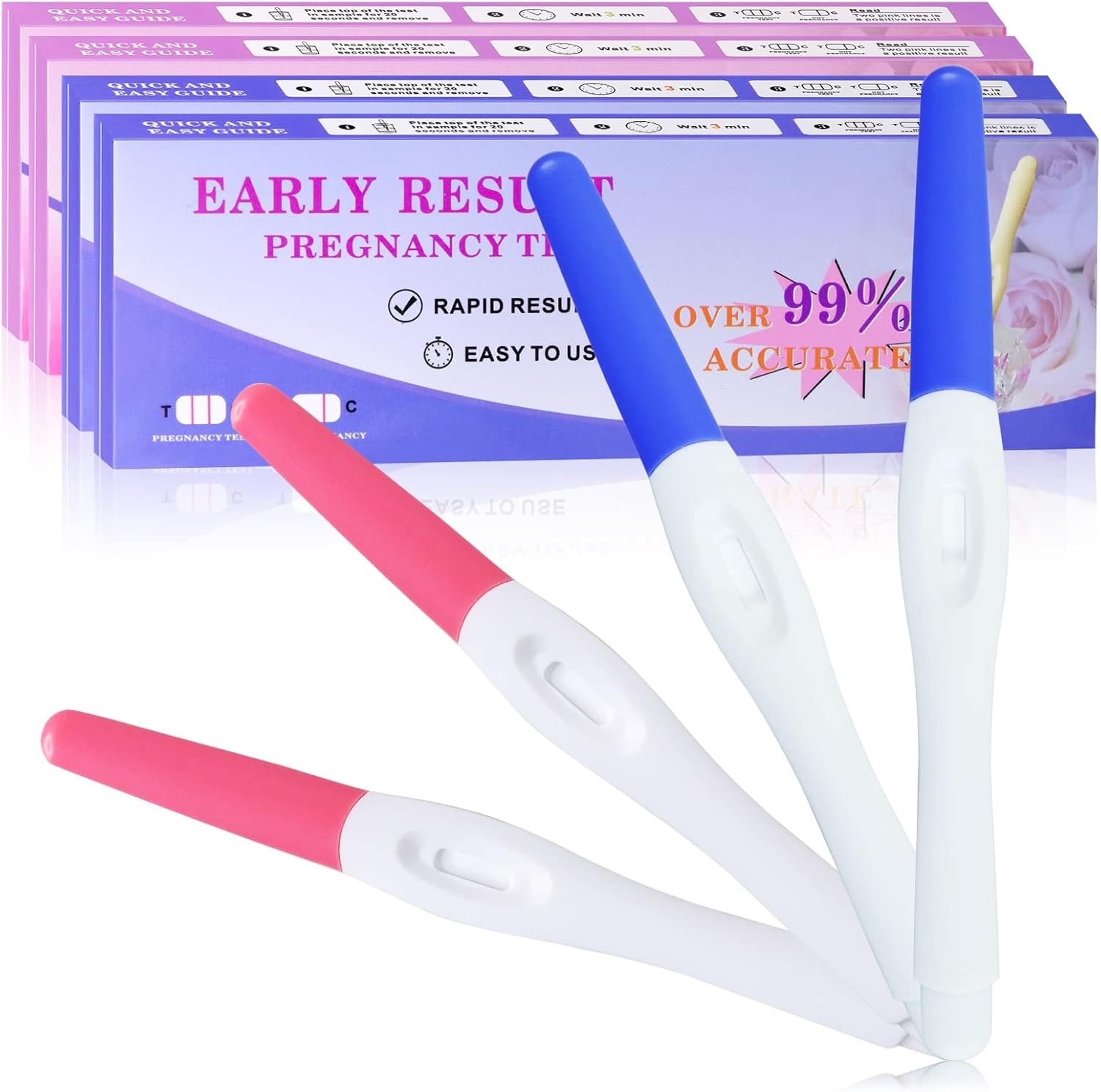 SHENGSEN 4 Packs Fake Pregnancy Test Strips,Always Positive Early Pregnancy Test Kit,Prank HCG Pregnancy Rapid Test for April Fools’ Joke Gag,Blue & Pink