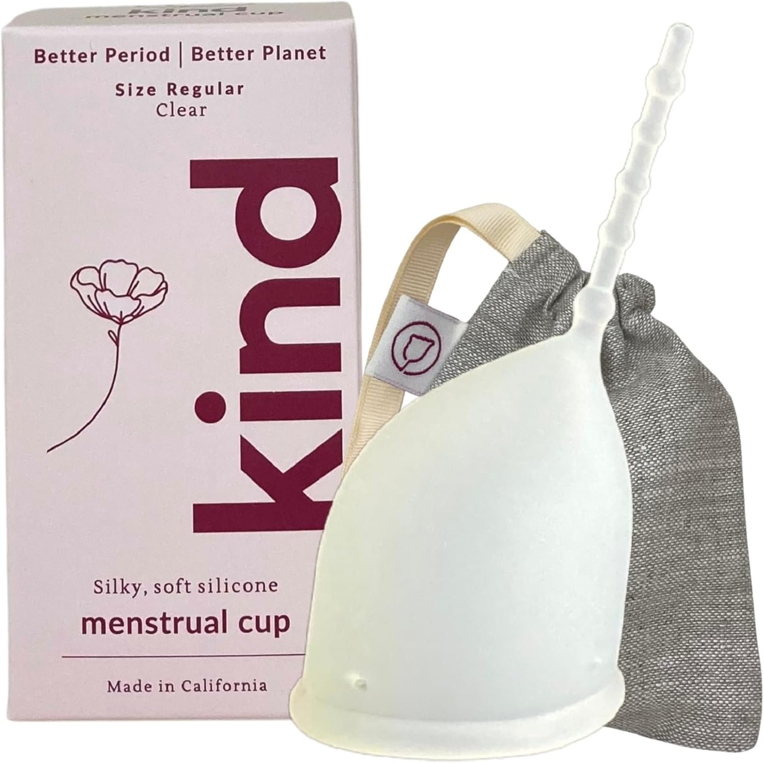 Kind Cup | Comfortable | Soft | Curved Period Cup | Easy to Reach | Easy to Use | 100% Medical Grade Silicone Cups | Patented Menstrual Cups | Reusable Cups (Clear – Regular)
