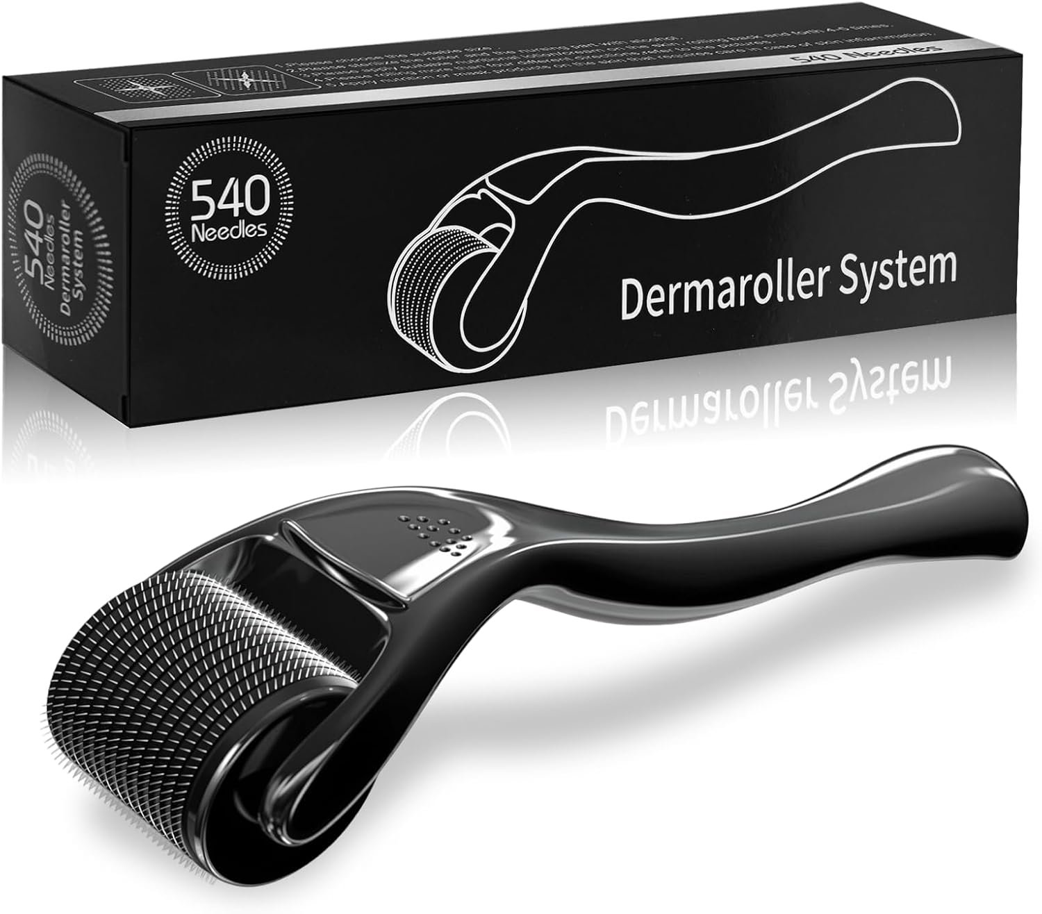 Derma Roller 540 Stainless Steel Black Microneedling Roller Facial Skin Care Home Use for Face Beauty Massage Tools