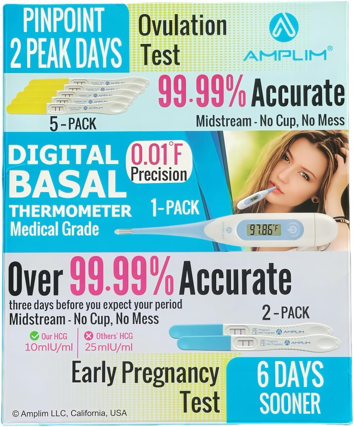 Ovulation Test Kit + Pregnancy Test Kit + Digital Basal Thermometer, 3-in-1 Fertility Kit for Women, LH Ovulation Predictor Kit & Early Pregnancy Test, Track Ovulation & Get Pregnant Faster