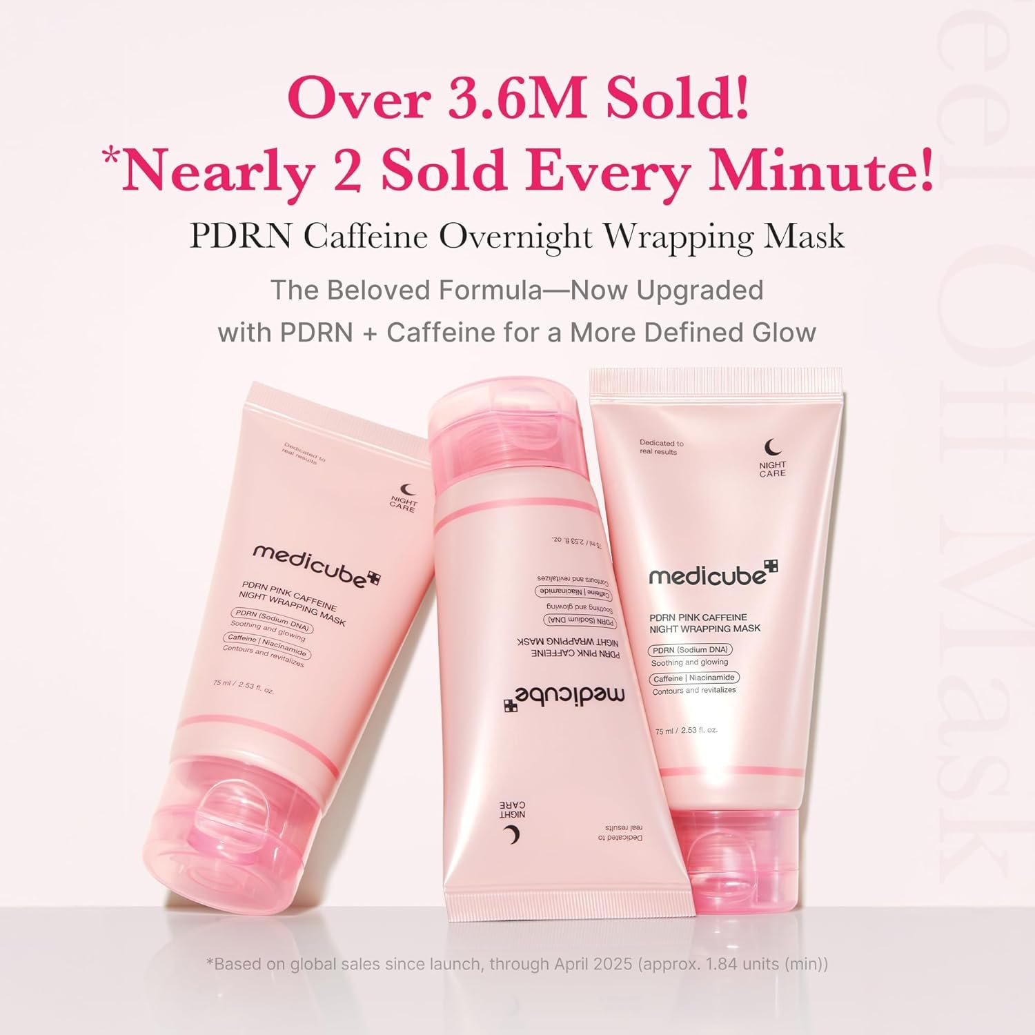 medicube PDRN Pink Shimmer Duo: Salmon DNA Pink Collagen Capsule Cream and PDRN Caffiene Overnight Wrapping Peel Off Facial Mask