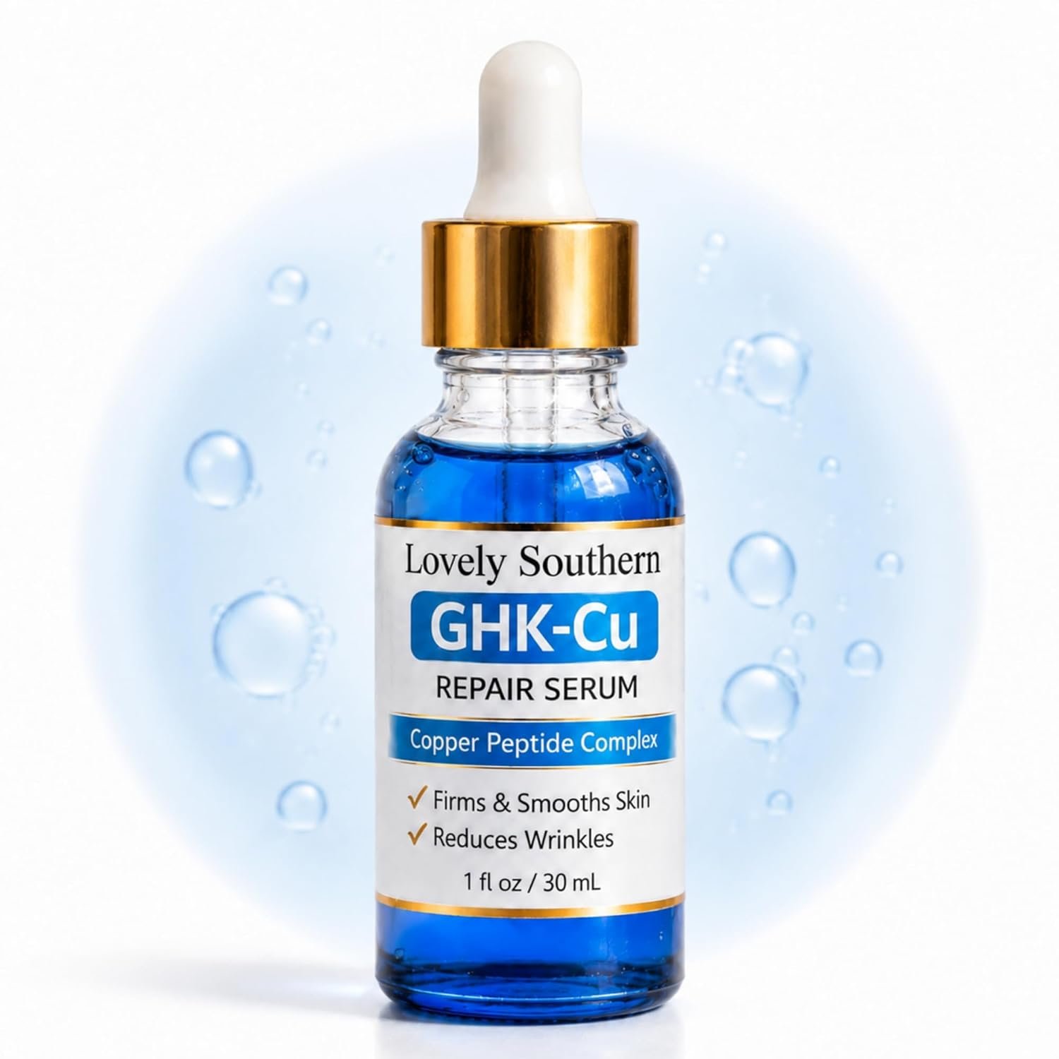1.5% Copper Peptides GHK-Cu Anti-Aging Facial Serum for Fine Lines, Skin Elasticity, Made in USA, 1 Fl Oz