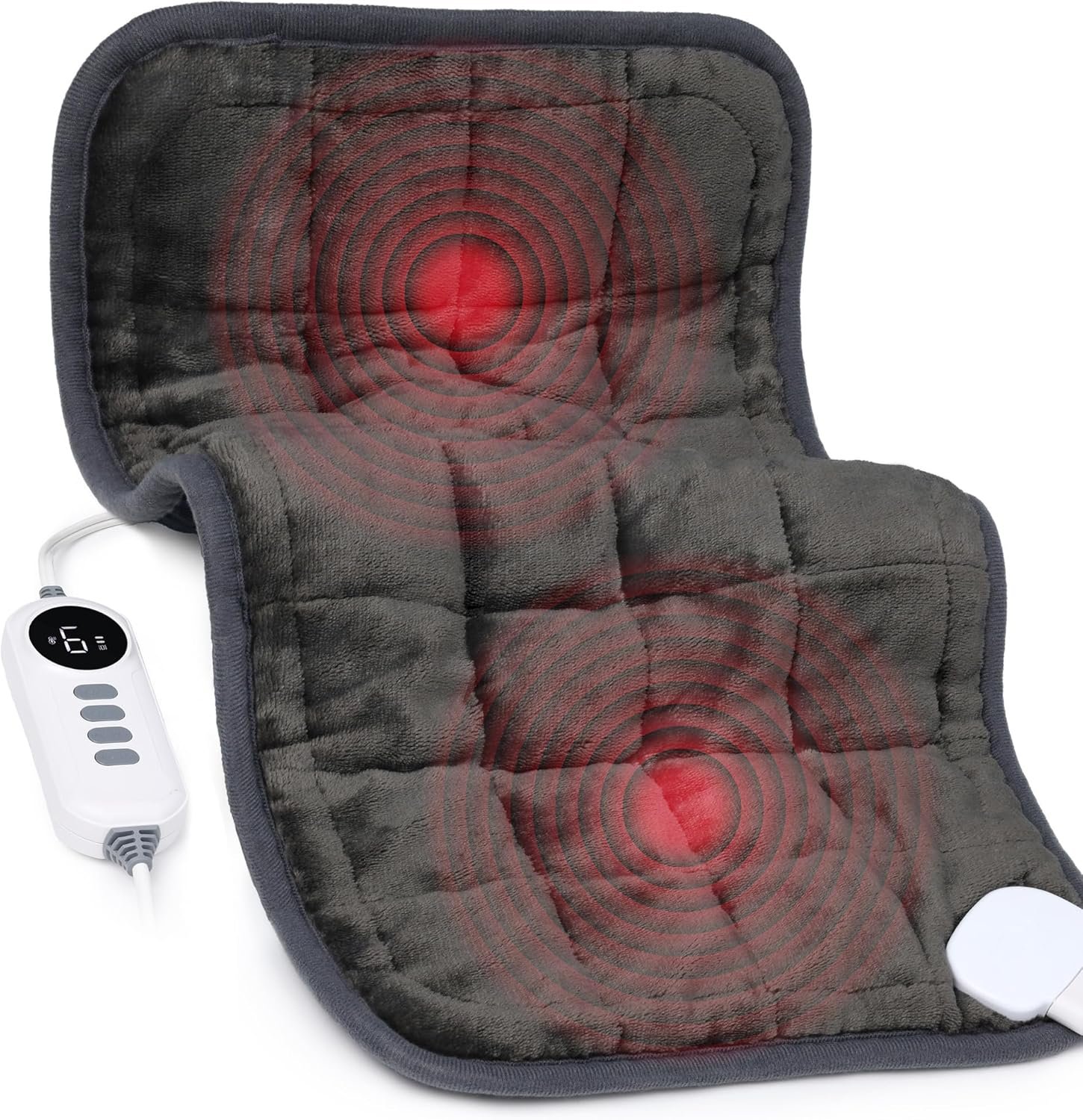 Heating Pad, Weighted Heating Pad with Massaging Vibrations, 6 Heat Level, 4 Massage Modes, Electric Heating Pad for Back Pain Relief, 2H Auto Off,12″x 24″