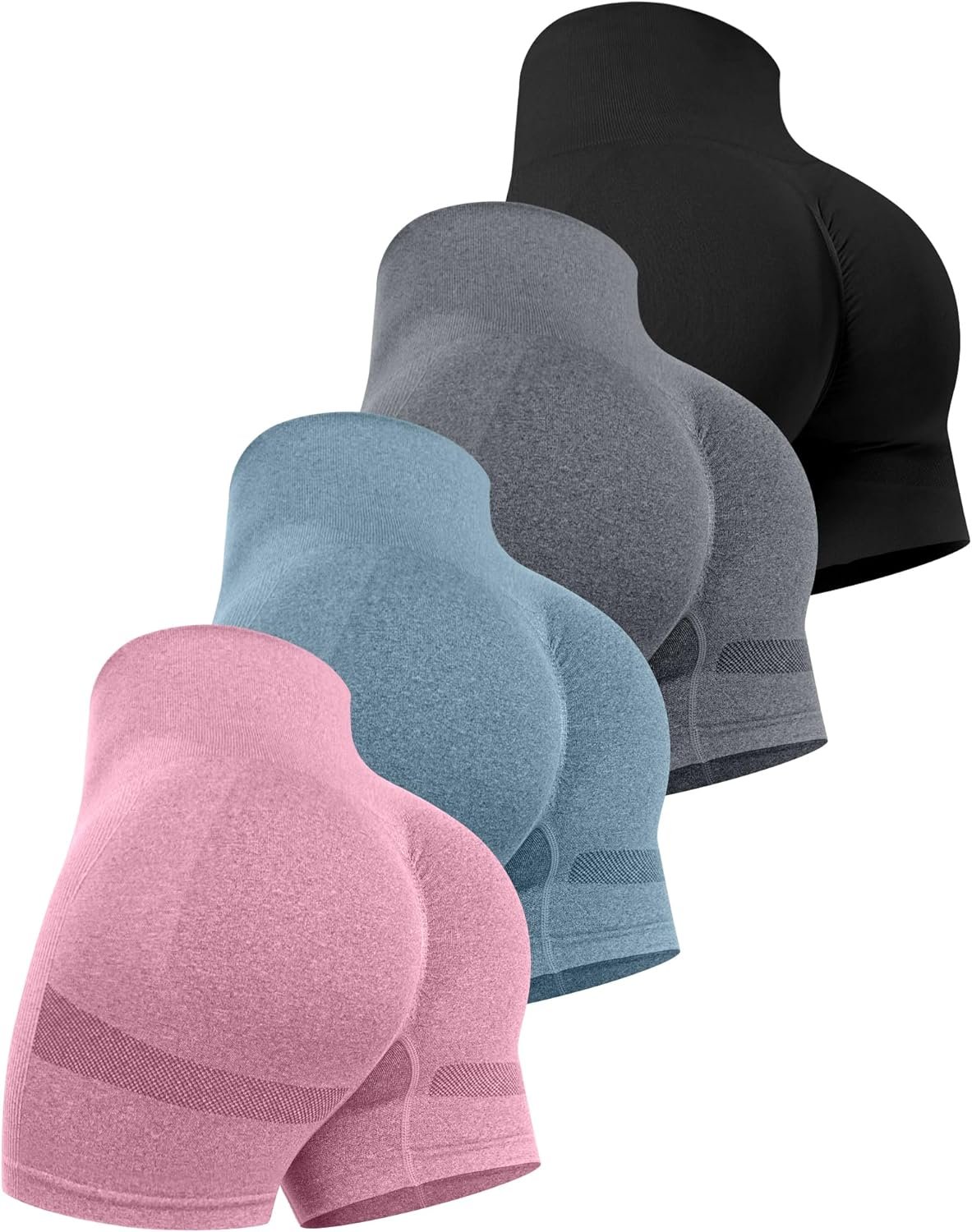 CHRLEISURE Workout Shorts Sets for Women, High Waisted Gym Butt Lifting Scrunch Butt Seamless Shorts