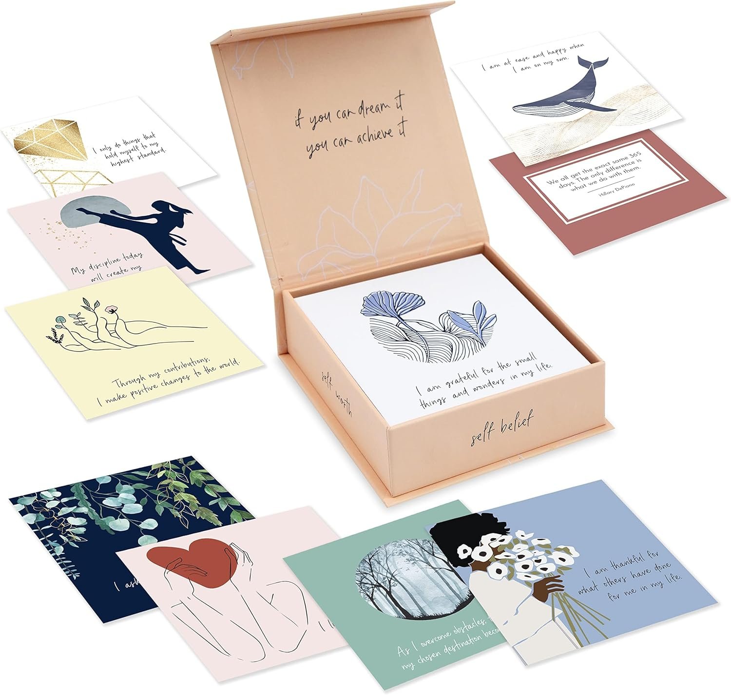 RYVE 52 Positive Affirmation Cards for Women – Mindfulness Prompts with Inspirational Quotes for Daily Motivation & Meditation – Inspirational and Daily Affirmations Cards, Inspirational Gifts