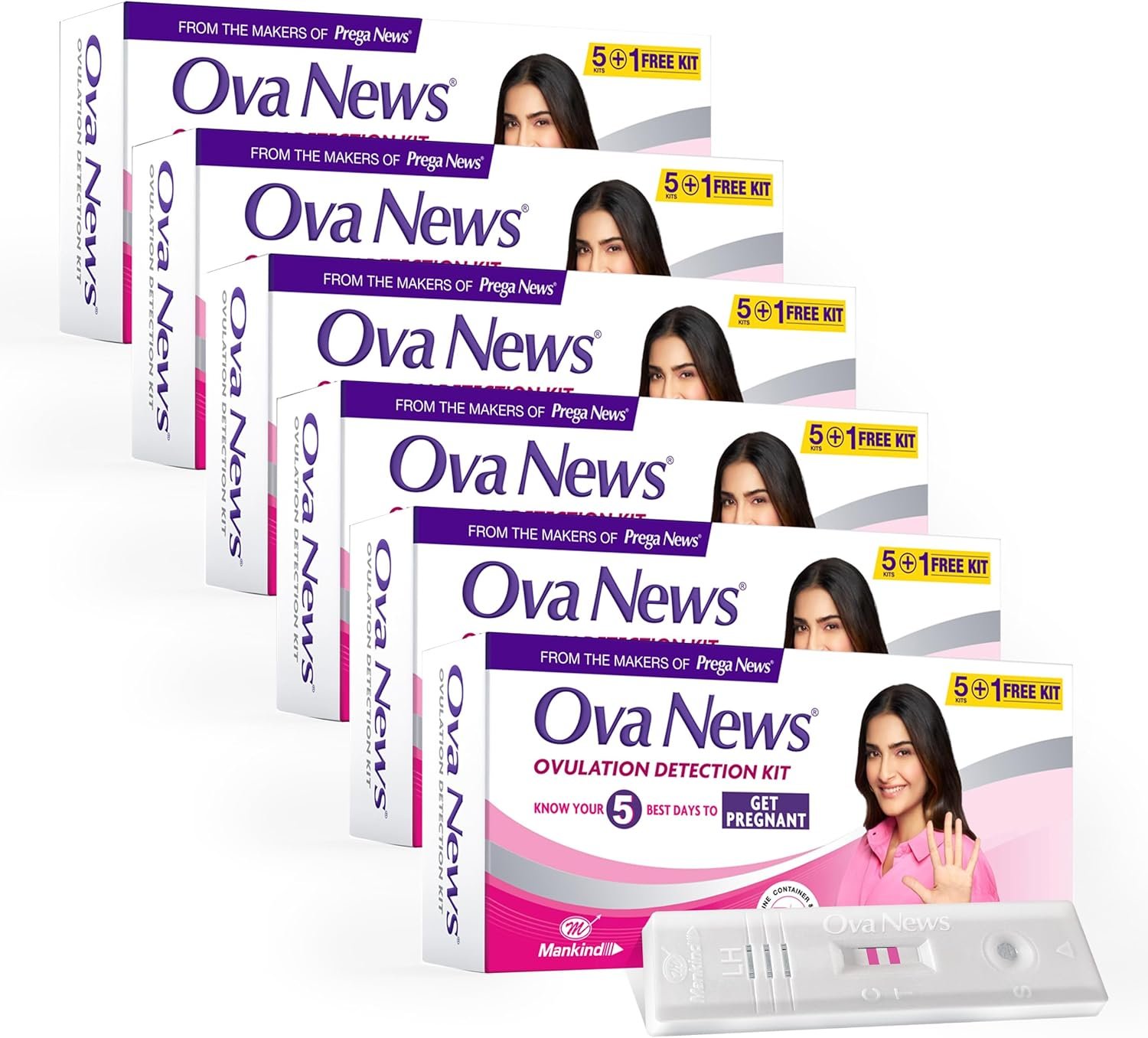 Ovulation Detection Kit from Prega News | Identifies 5 Most Fertile Days to Conceive in 5 Mins (Pack of 6)