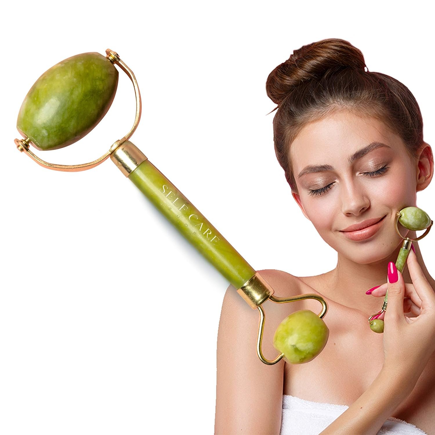 Jade Roller for Face – Real Jade Stone Massager Tool for Lymphatic Drainage – Facial Massage Tool for Skin Beauty