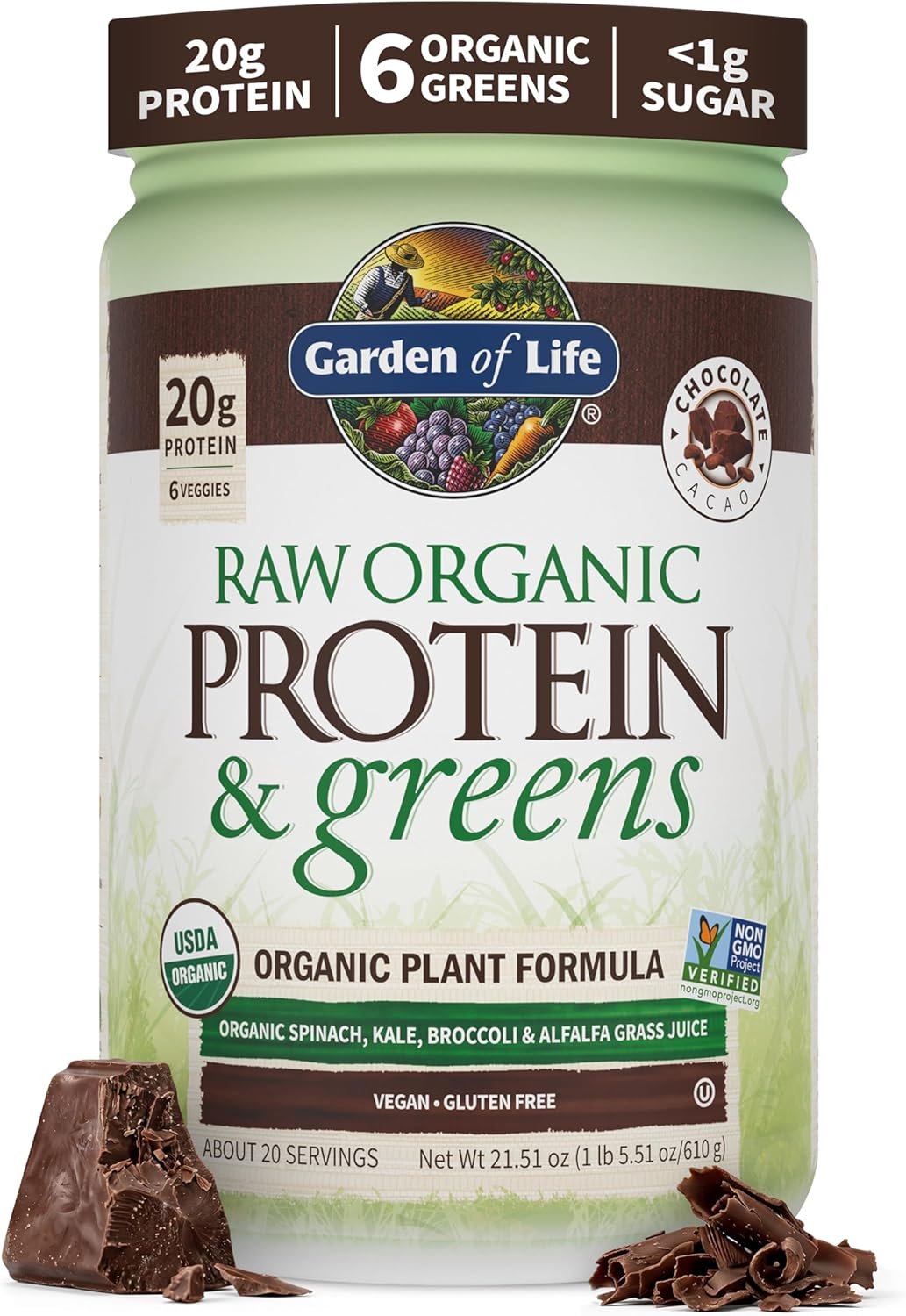 Garden of Life Organic Chocolate Protein & Greens, 21.51 OZ