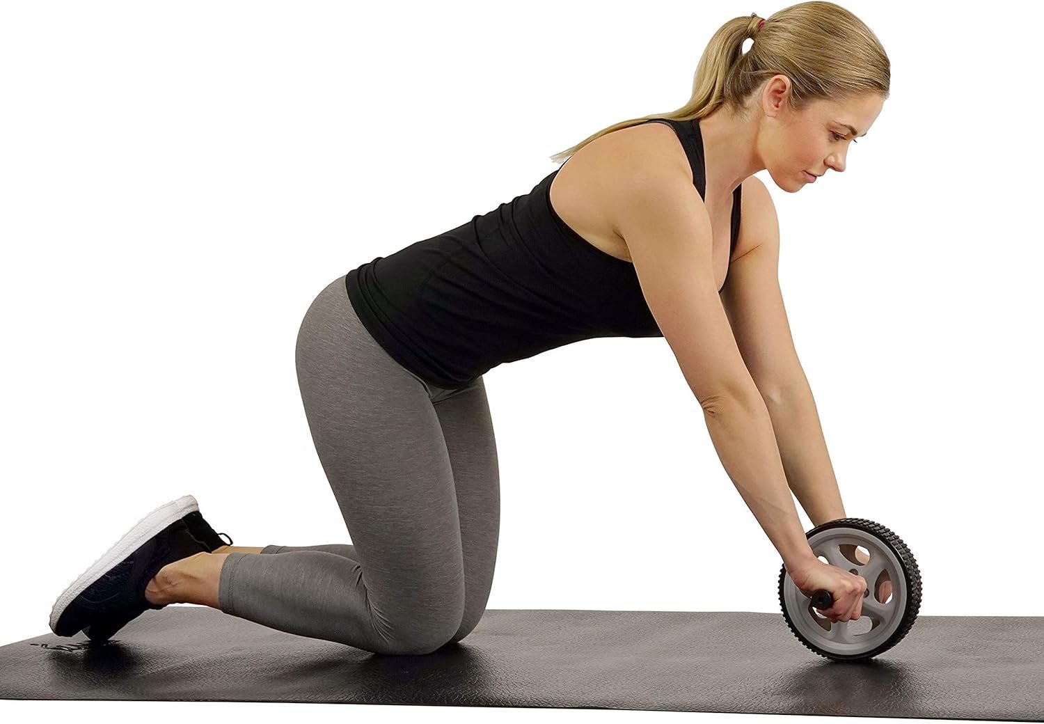 Sunny Health & Fitness Ab Roller Wheel, Durable Construction, Compact & Portable, Non-Slip Handles for Home Gym, Addominal Exercises & Core Strength Trainer