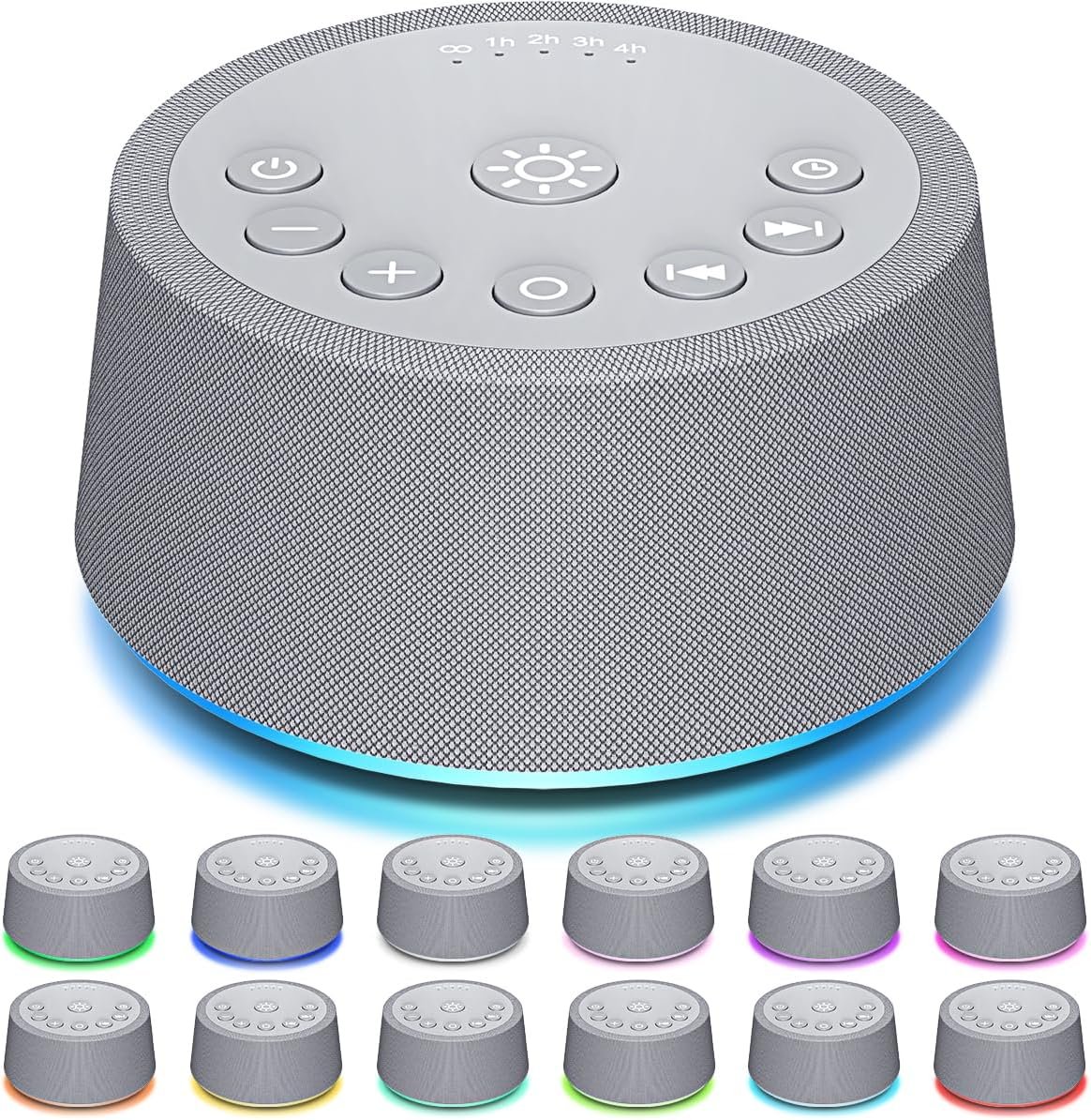 SoundLegend Sleep White Noise Sound Machines 32-Level Volume 30 Sounds 12 Colors Light 5 Timers Adjustable Light Brightness Compact for Everyone Travel Gift Memory Function