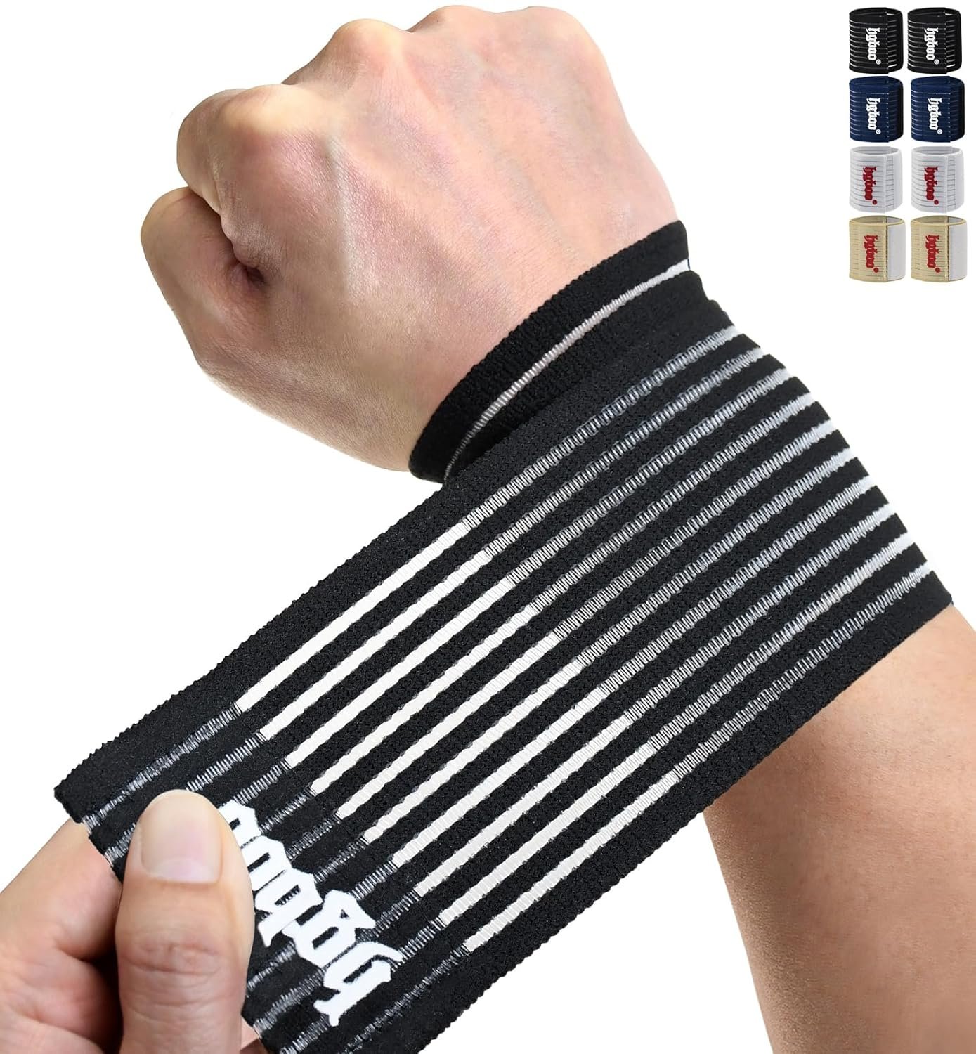 Compression Wrist Bands (2 PCS), High-Elastic Straps Wrist Wraps Wrist Brace for Sports Weightlifting Tennis Basketball Tendonitis Carpal Tunnel Arthritis – Breathable Fabric (Black)