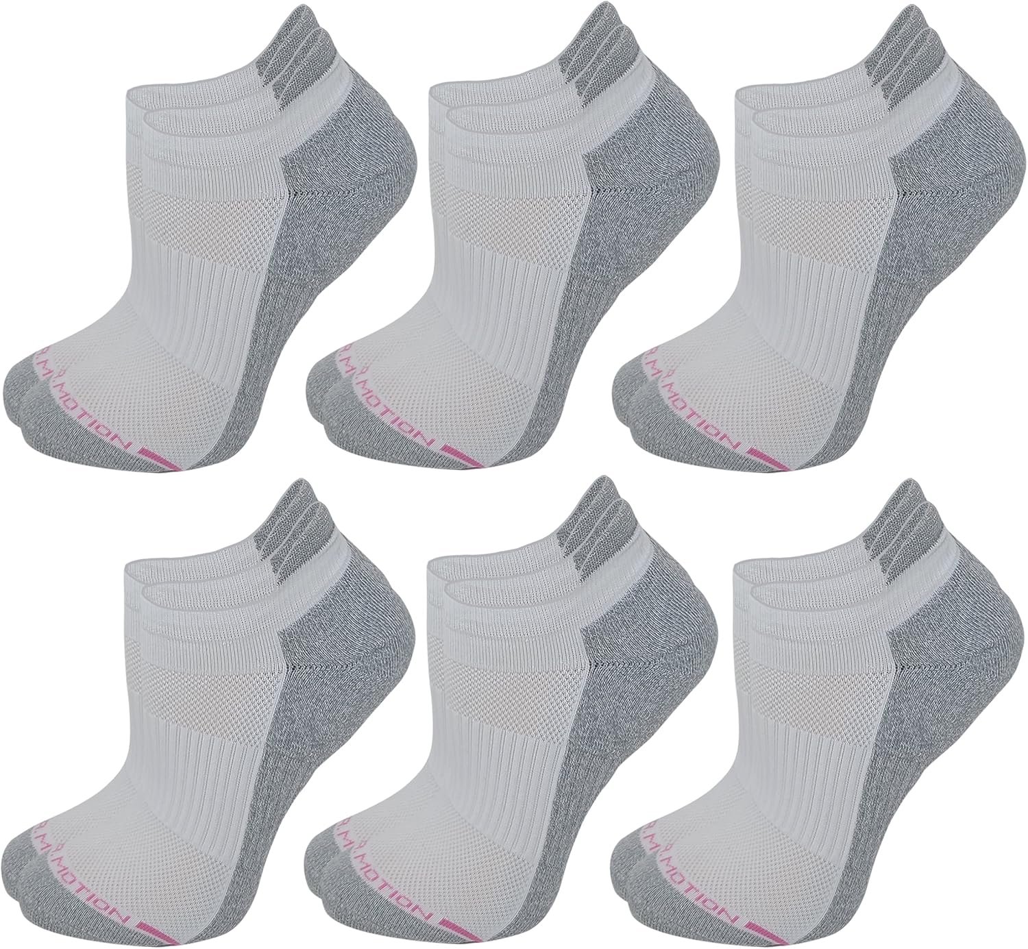 Dr. Motion 6 Pairs Womens Low Cut Ankle Cushioned Breathable Compression Socks