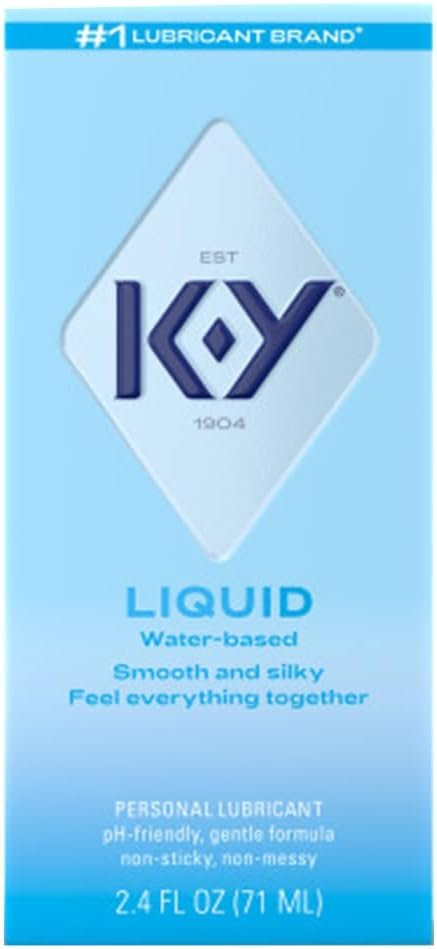 K-Y Liquid Lube, Water-Based Personal Lubricant for Men, Women & Couples, Safe for Anal Use, Safe to Use with Latex Condoms, Body-Friendly Formula, 2.4 FL OZ