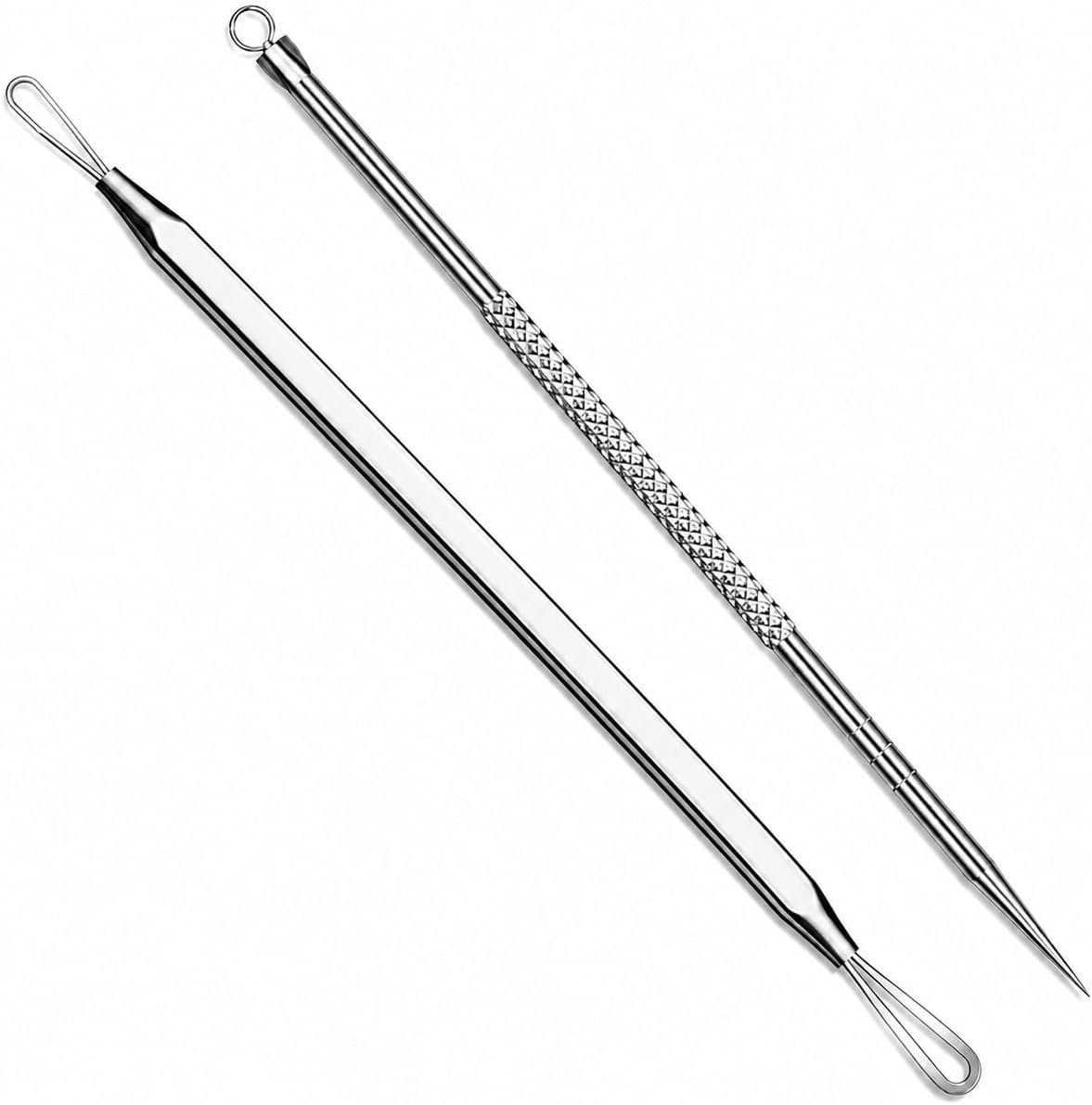 2 Pcs Pimple Extractor Tool 410 Grade Stainless Steel | Comedone Extractor, Pimple Popper, Blackhead Remover for Face, Zit Popper, Pimple Needle for Acne Removal