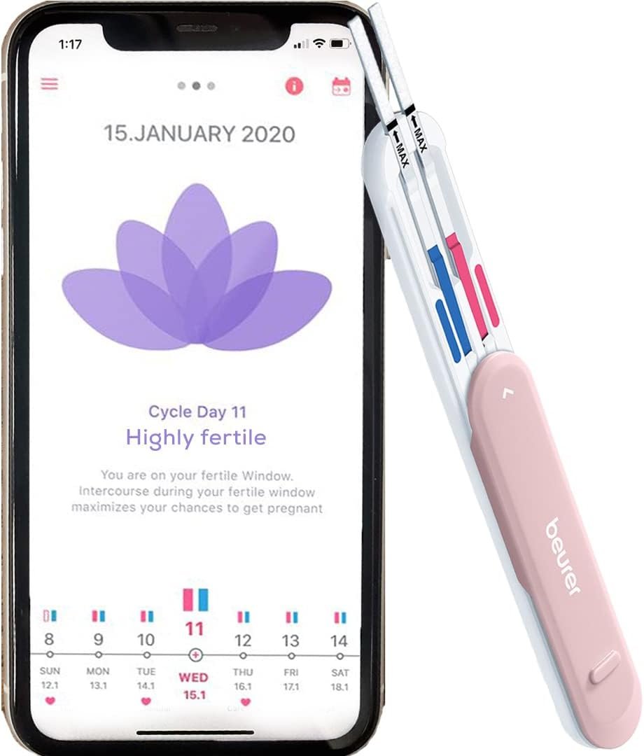 Beurer Ovulation Test Strips and Pregnancy Test Kit | Ovulation Predictor Kit with 15 FSH and 15 LH Strips | Fertility Test Connects to Pearl Fertility App for Natural Family Planning, OT80