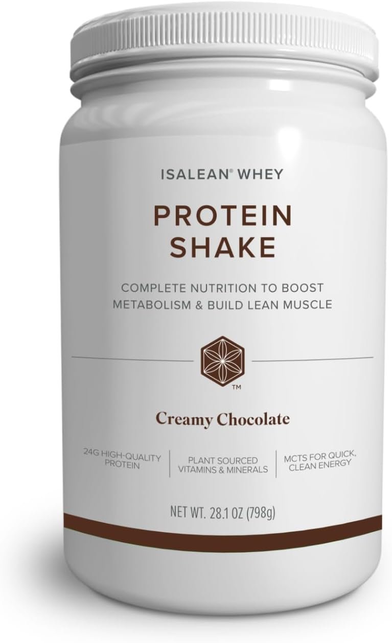 IsaLean Protein Shake – Complete Nutrition for Maintaining Healthy Weight & Lean Muscle Growth Enhanced with MCT Oil – 24 Vitamins & Minerals – 28.1 oz – 14 Meal Canister – Creamy Chocolate