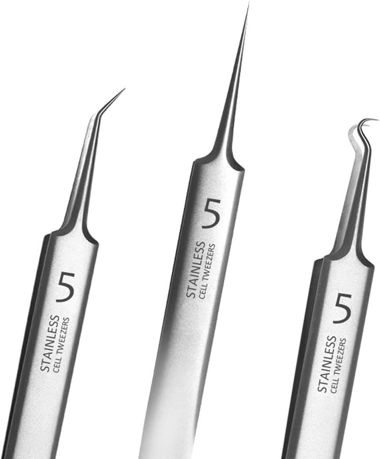 Professional Facial Blackhead Remover Tweezers,3Pcs Precision Pimple Popper Tool Kit for Whitehead Ance Blemishs Comedones Stainless Steel Makeup Tool – Matte