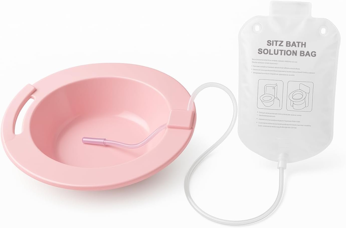 Carex Health Brands Sitz Bath, Over-the-Toilet Perineal Soaking Bath for Hemorrhoidal Relief, Ideal for Post-Episiotomy Patients, Pink, 3 Piece Set