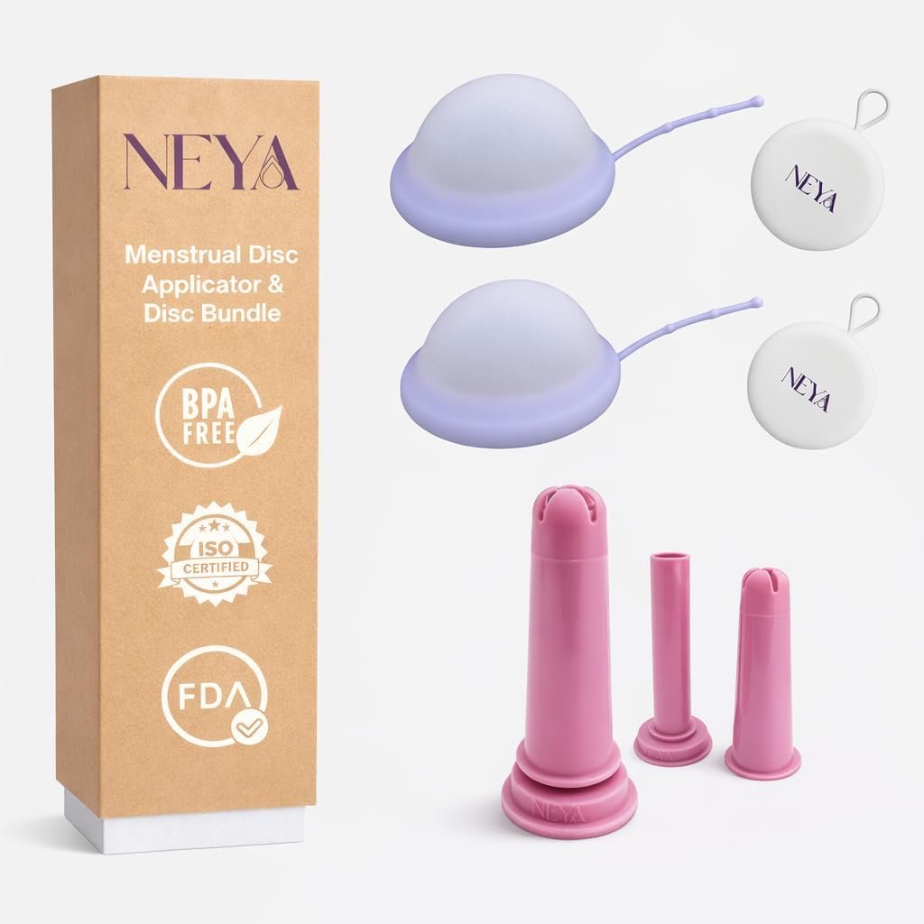 NEYA Menstrual Disc & Applicator Bundle – 2 Reusable Period Discs with Easy-Insert Applicator, 12-Hour Leak Protection, Hygienic, Eco-Friendly