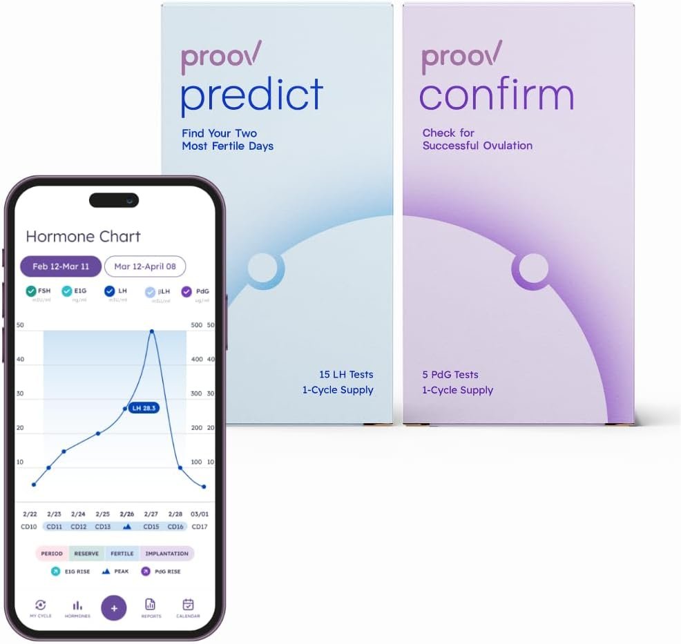 Proov Predict & Confirm Ovulation | Predict the Fertile Window and Confirm Successful Ovulation with one Dual-Hormone Test kit | 15 LH Tests and 5 FDA Cleared PdG Tests | One Cycle Pack