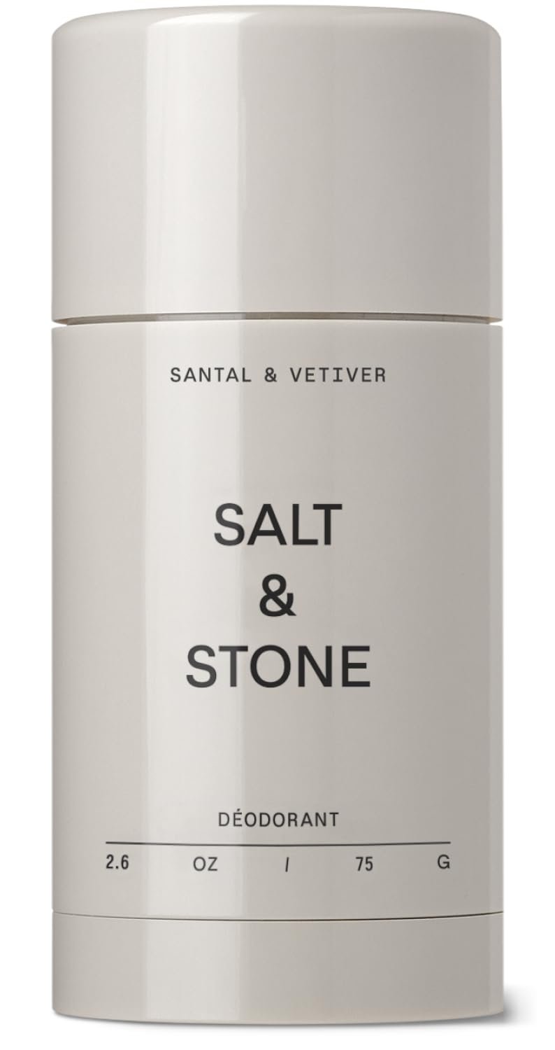 Salt & Stone Aluminum Free Deodorant | Extra Strength 48 Hour Protection for Women & Men | Made with Seaweed Extracts, Niacinamide & Prebiotics | Santal & Vetiver