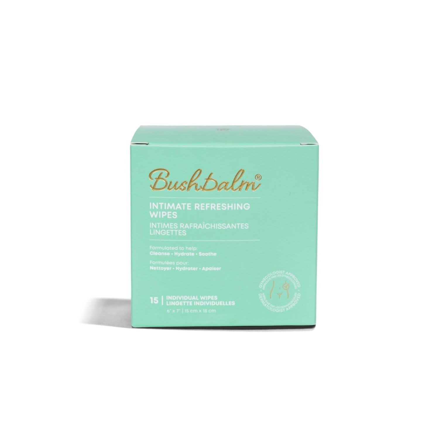 Bushbalm Intimate Refreshing Wipes – Hydrating for Sensitive Areas with Aloe Vera and Natural Extracts – Flushable and Soothing – 15 Wipes