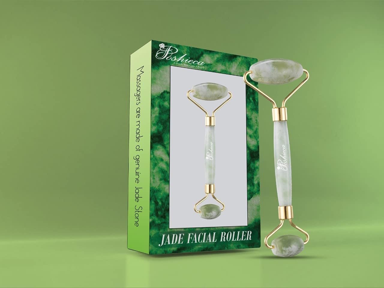 Natural Stone Face Roller –100% Real Stone Facial Tool, Anti Aging Face Roller – Face Massager, Aging Wrinkles, Puffy Eyes (Jade Roller)