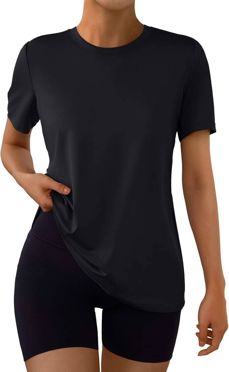 AUTOMET Women’s Workout Shirts Short Sleeve Tops for Running Hiking Gym Athletic