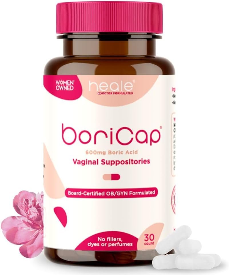 BoriCap Heale 600mg Boric Acid Suppositories | for Vaginal Odor | 30 Count | Made in the USA