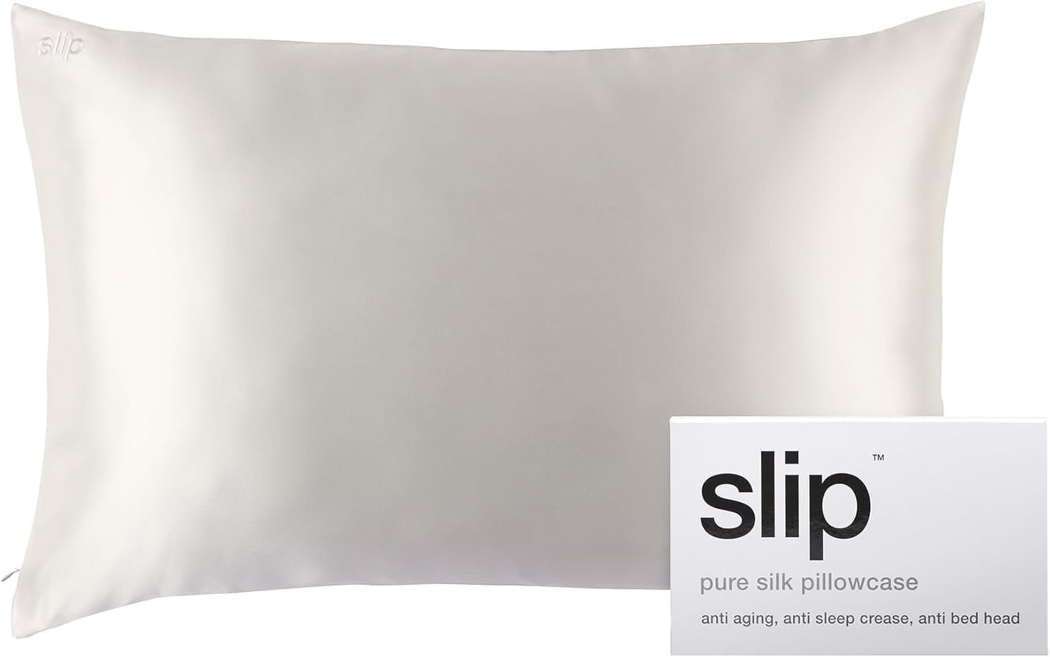 slip The Original Queen Pure Silk Pillow Case – 100% Pure 22 Momme Mulberry Silk – Queen Size Standard Pillow Case – Anti-Aging, Anti-BedHead, Anti-Sleep Crease, White (20″ x 30″)