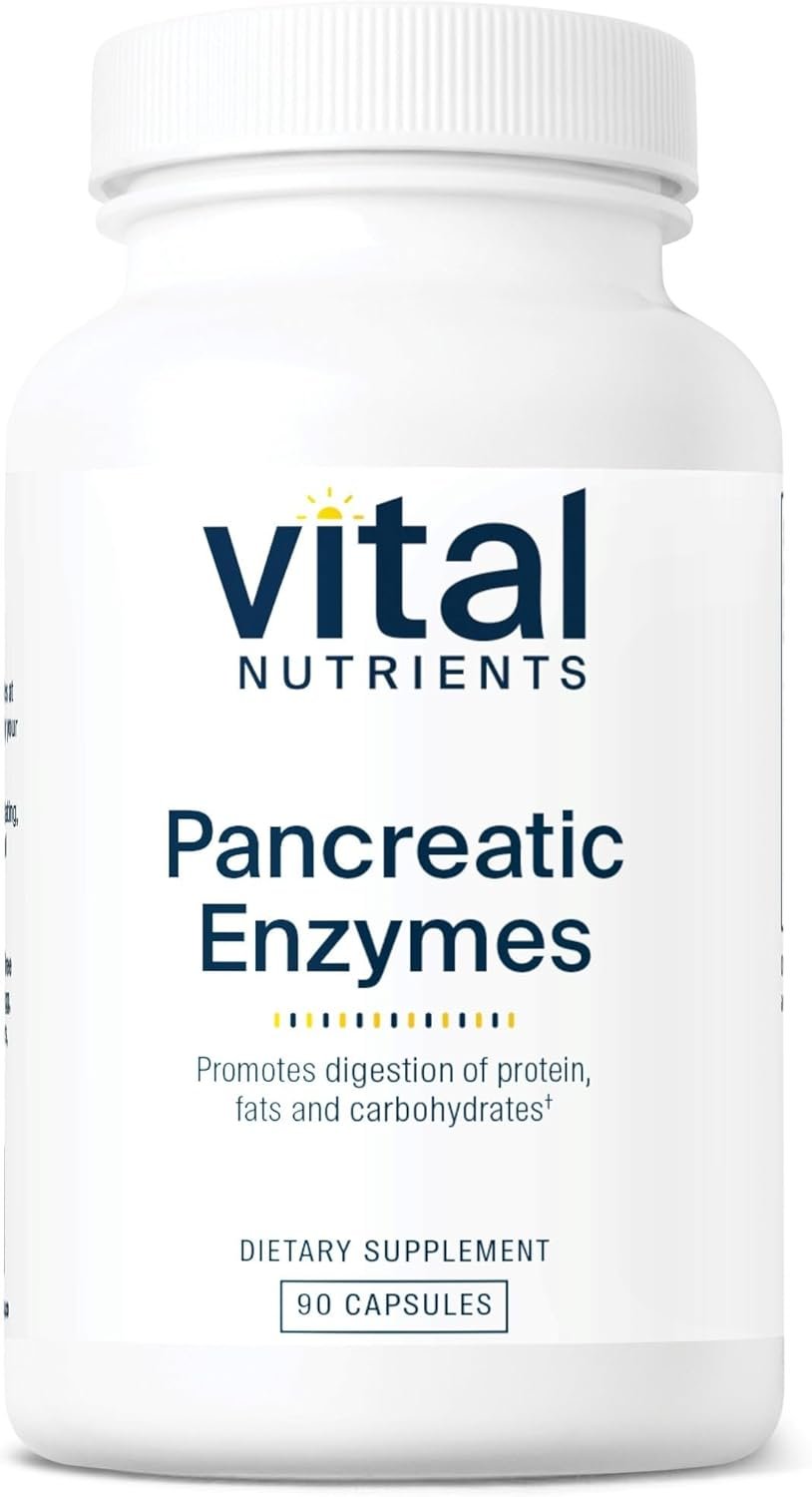 Vital Nutrients Pancreatic Enzymes 1000mg (Full Strength) – Pancreatin Digestion Supplement with Protease, Amylase & Lipase – Digestive Enzymes – Gluten, Dairy, and Soy Free – 90 Capsules